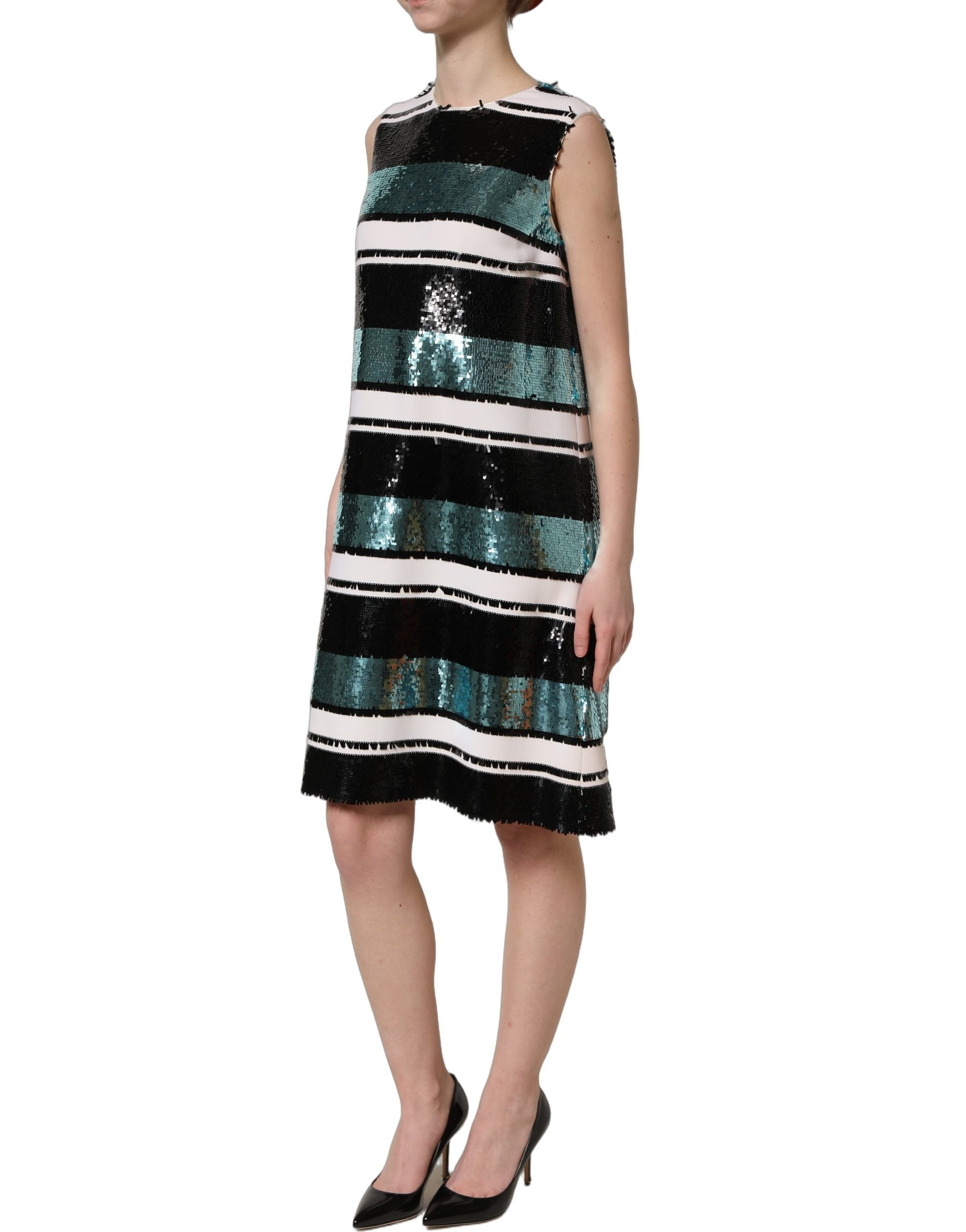 Discover the exquisite Dolce & Gabbana Multicolor Sequined Sleeveless Shift Dress, a testament to Italian craftsmanship, perfect for those who embody elegance and sophistication.