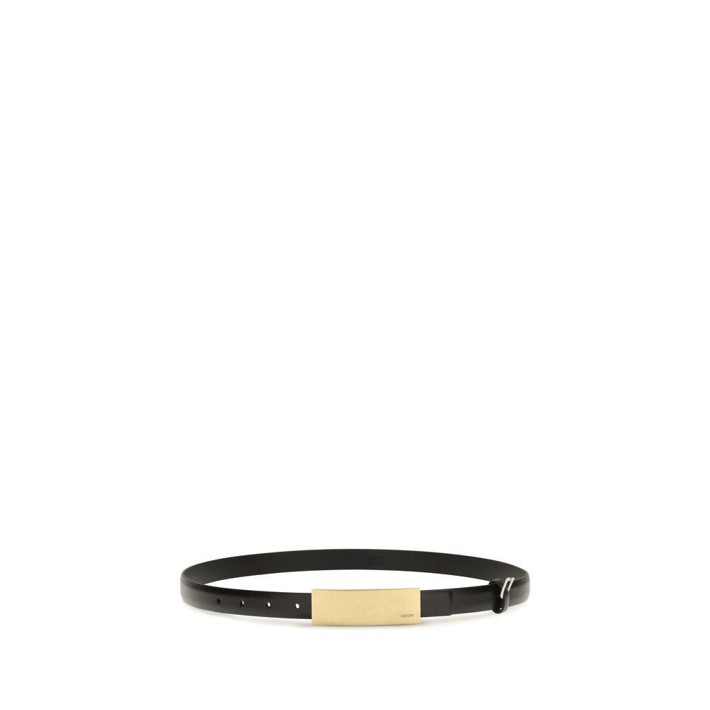 Discover the Khaite Black Calf Leather Bos Taurus Regular Belt, a masterpiece of Italian craftsmanship that elevates your style with its sophisticated elegance and artisanal allure.