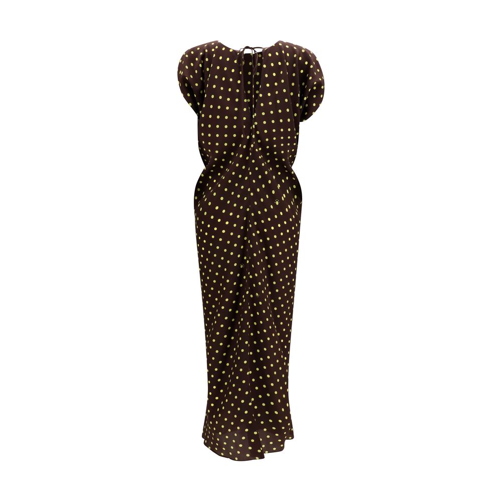 Discover the Marni Brown Silk Casual Dress, a masterpiece of lightweight crepe and polka dot elegance, perfect for sophisticated moments and timeless allure.