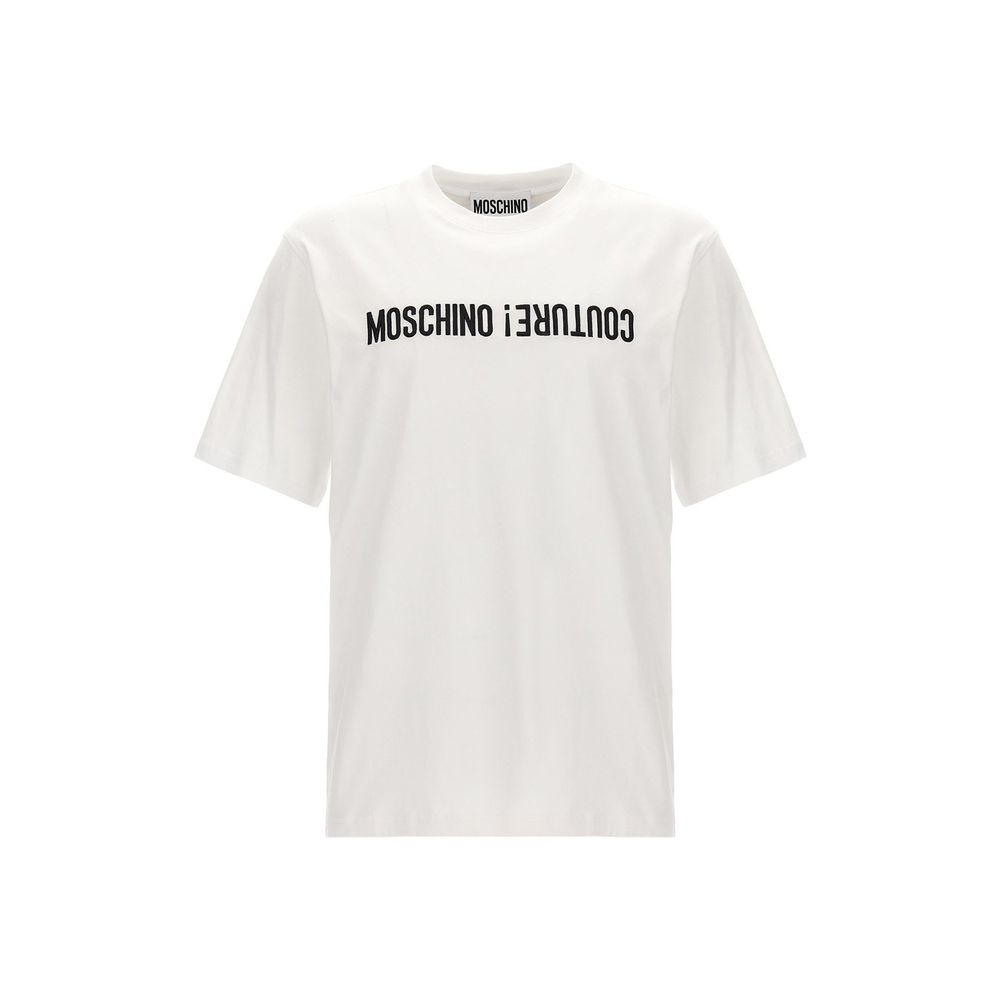 Discover the Moschino White Cotton T-Shirt, a luxurious blend of comfort and sophistication, perfect for those who appreciate timeless elegance and refined style.