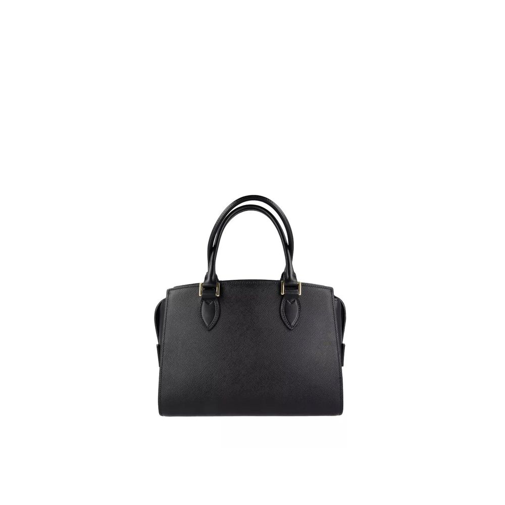 Experience the artistry of the Prada Black Calfskin Handbag, a timeless symbol of luxury crafted from exquisite calf leather, perfect for the discerning individual.