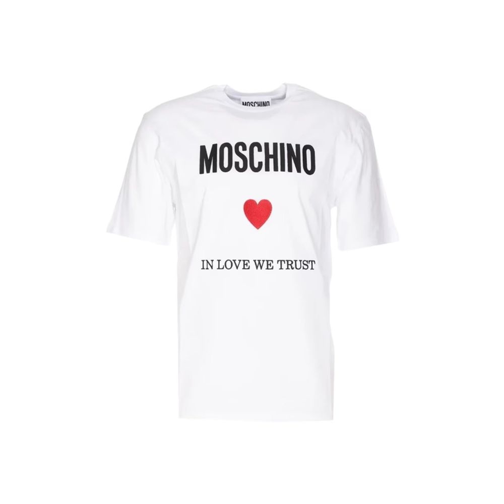 Elevate your style with the Moschino Couture White Cotton T-Shirt, a luxurious blend of comfort and elegance, perfect for those who embrace refined individuality.