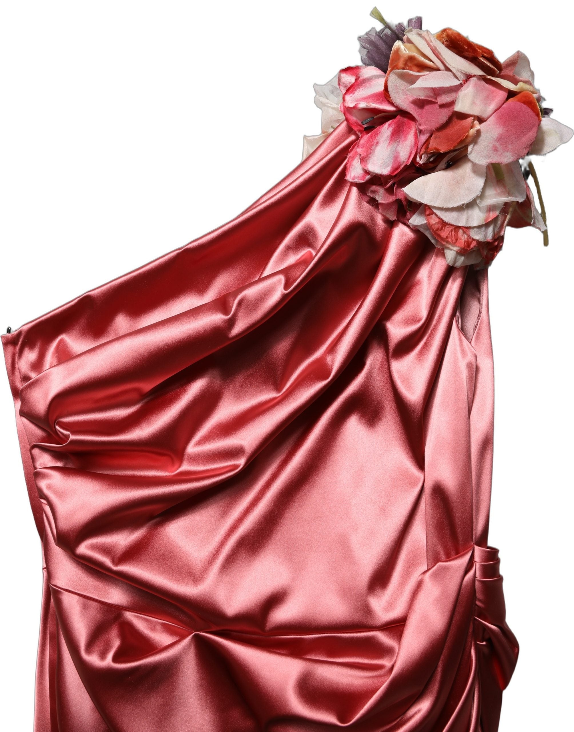 Experience the allure of the Dolce & Gabbana Pink Draped Midi Dress, crafted from luxurious materials, embodying elegance and sophistication for any distinguished occasion.