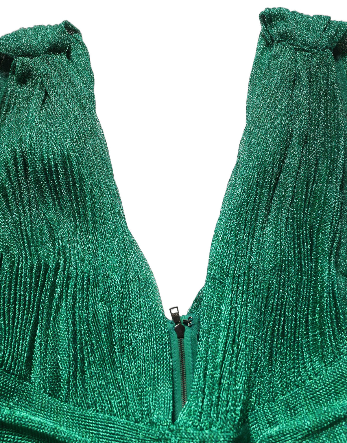 Dolce & Gabbana Emerald Green Plissé Evening Gown Couture