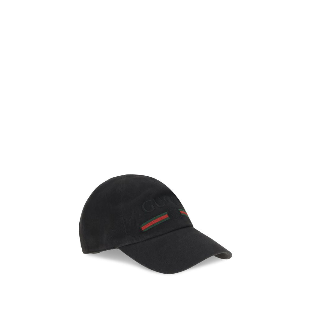 Gucci Black Cotton Cap - Artisanal Luxury Baseball Hat