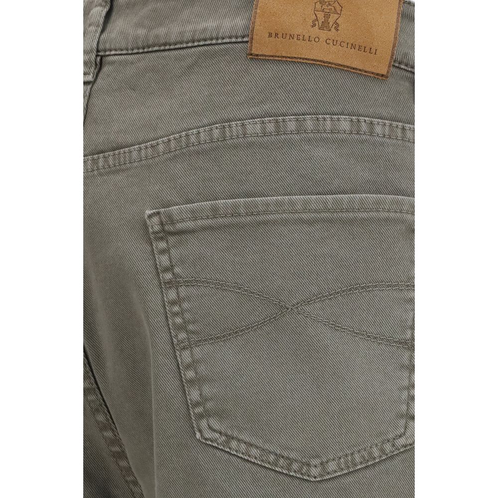 Brunello Cucinelli Bicolor Cotton Jeans, Designer Elegance