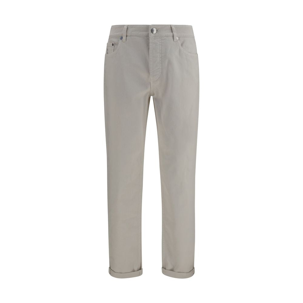 Brunello Cucinelli White Cotton Jeans - Artisanal Luxury Denim
