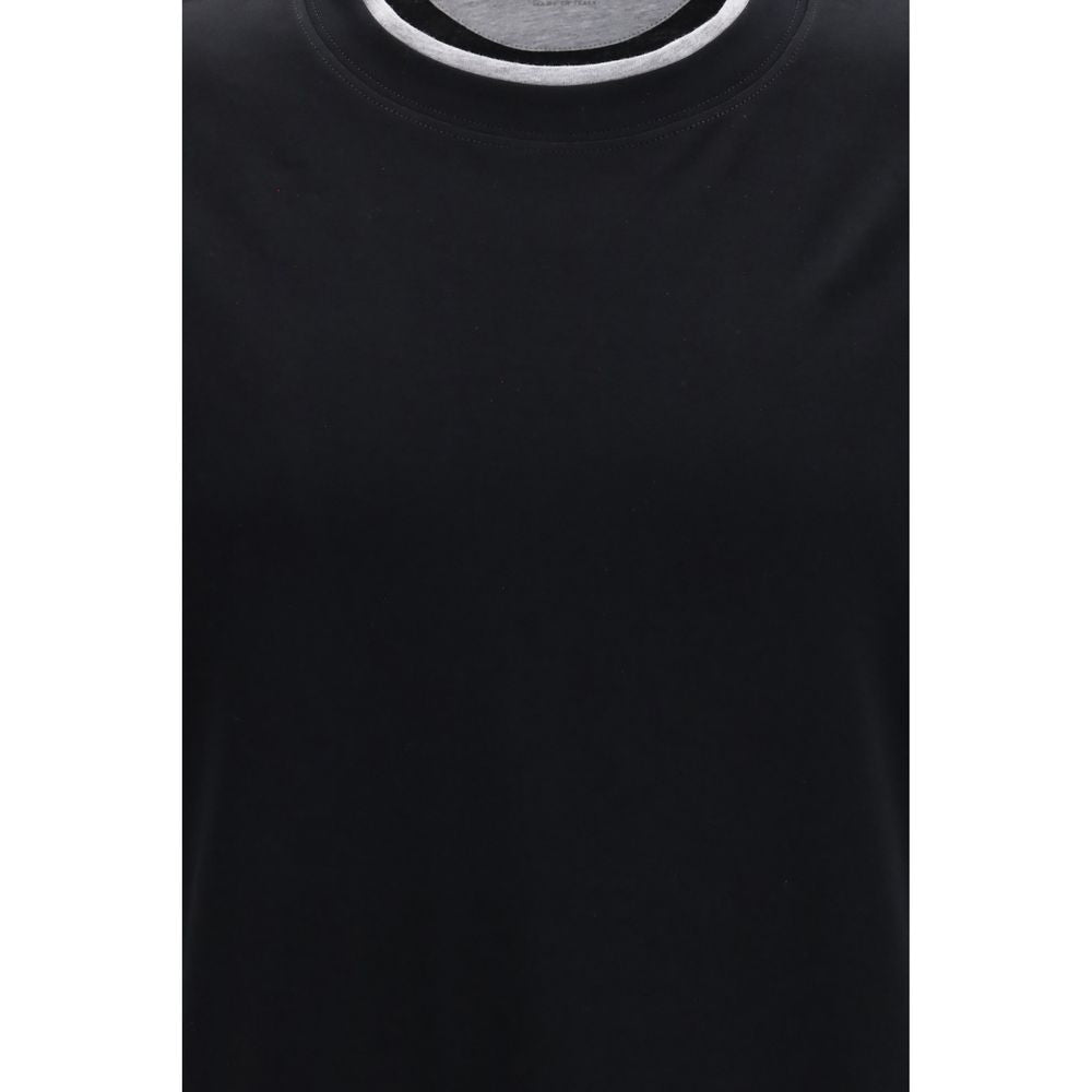 Brunello Cucinelli Black Cotton T-Shirt - Designer Elegance