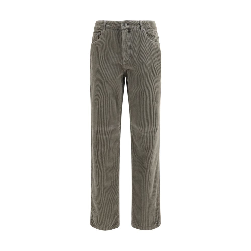 Brunello Cucinelli Bicolor Cotton Casual Pants, Designer Elegance