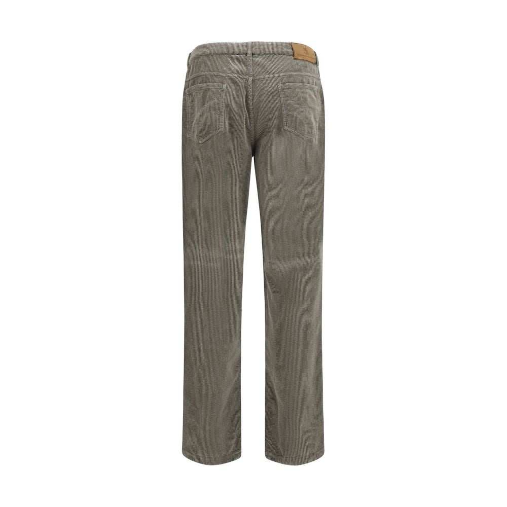 Brunello Cucinelli Bicolor Cotton Casual Pants, Designer Elegance