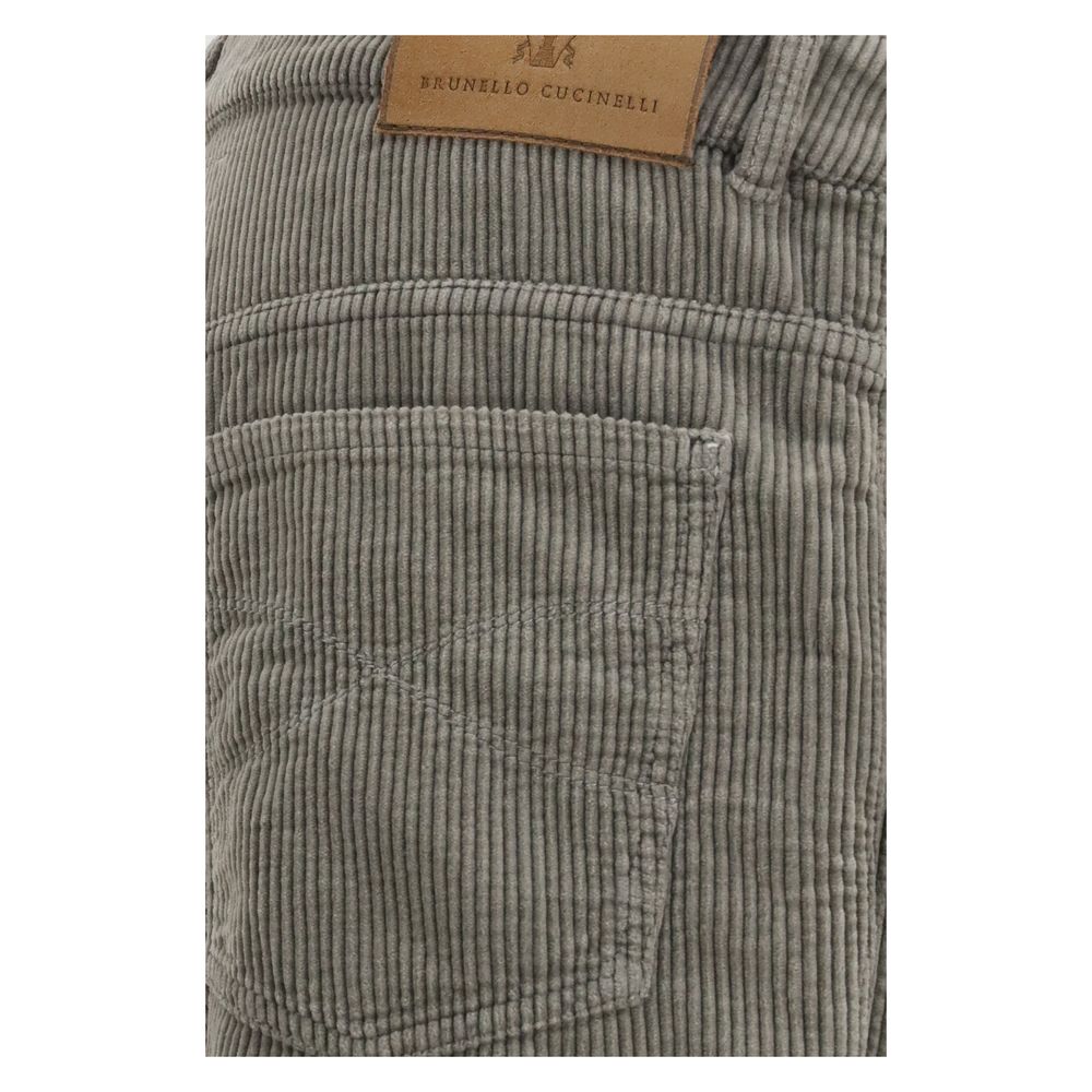 Brunello Cucinelli Bicolor Cotton Casual Pants, Designer Elegance