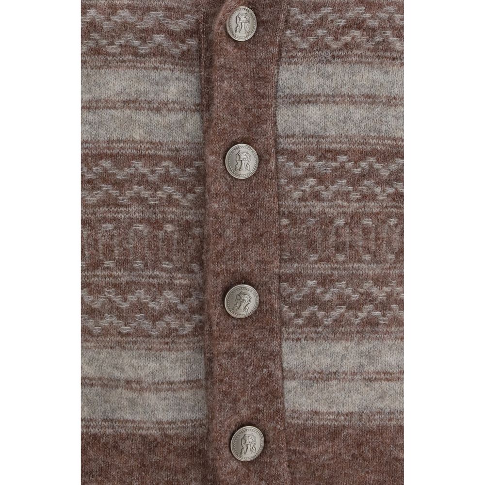 Brunello Cucinelli Bordeaux Alpaca Cardigan - Artisanal Luxury