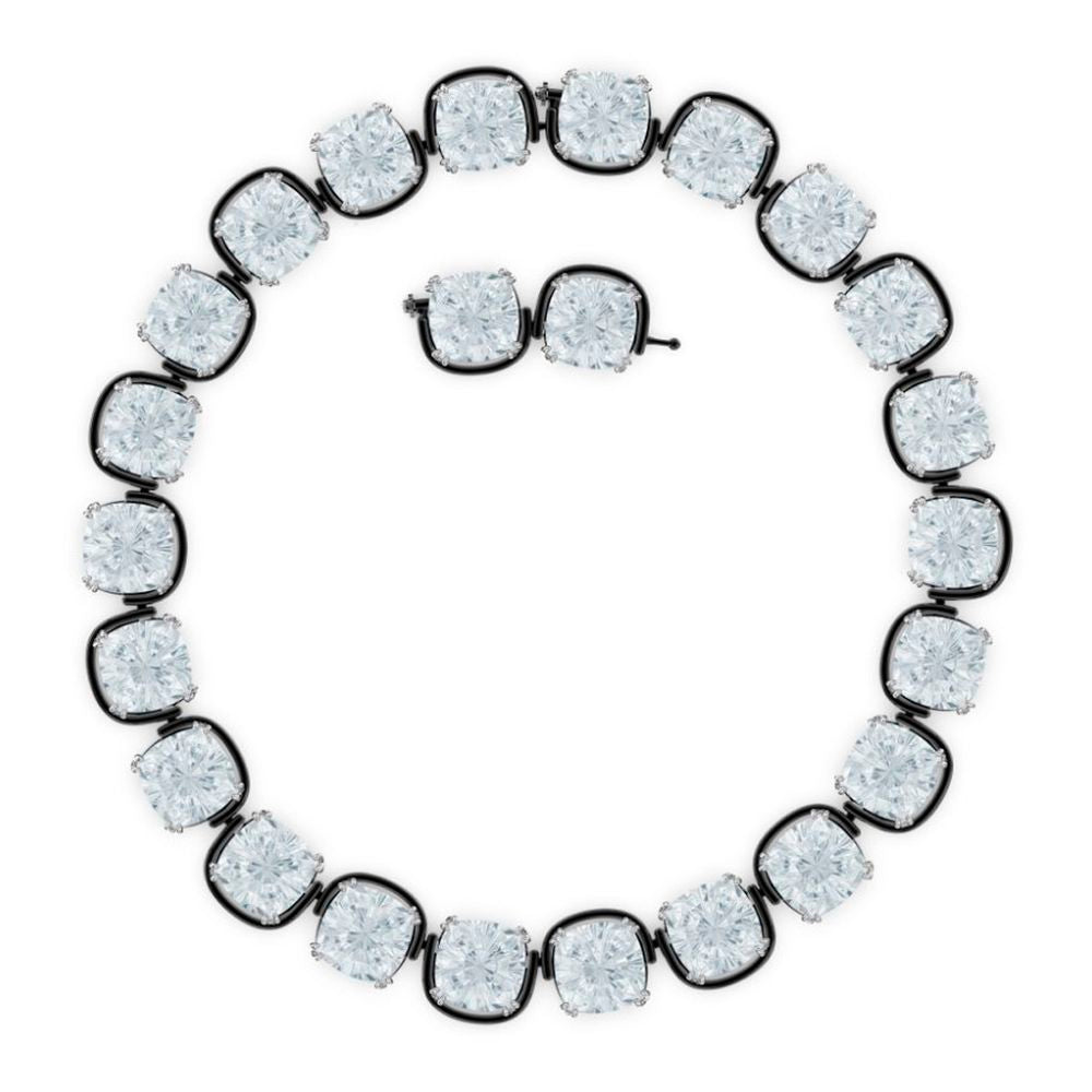 Swarovski Gray Glass Necklace - Artisanal Luxury Elegance