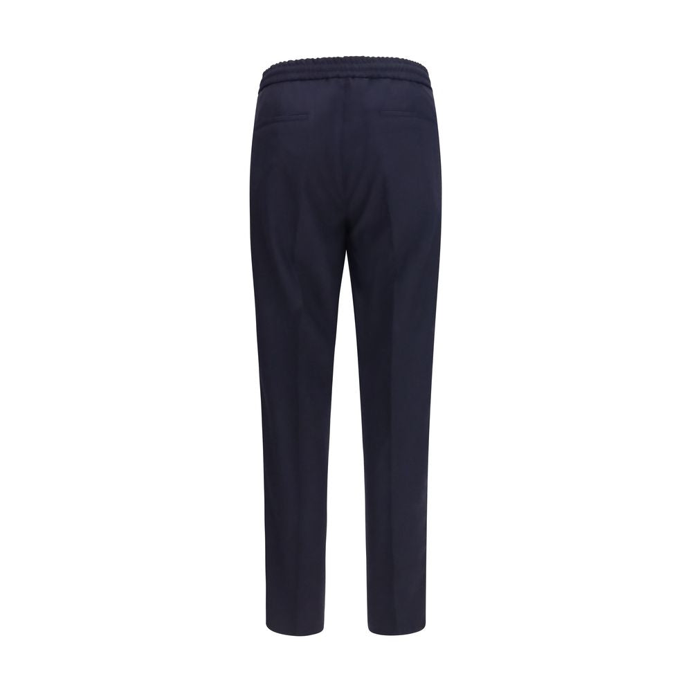 Brunello Cucinelli Blue Wool Casual Pants | Artisanal Elegance