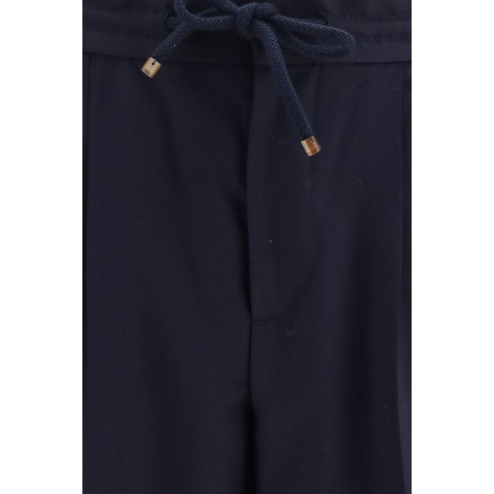 Brunello Cucinelli Blue Wool Casual Pants | Refined Luxury Couture