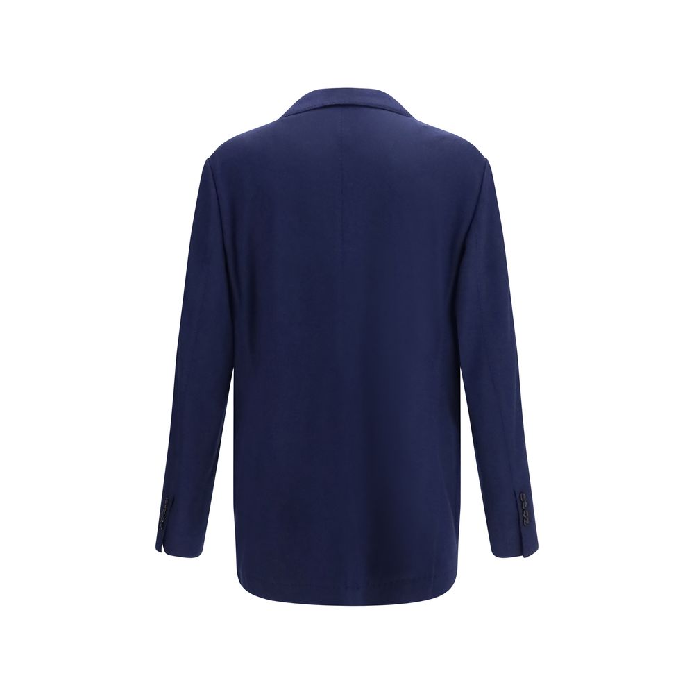 Brunello Cucinelli Blue Cashmere Full-Length Designer Jacket