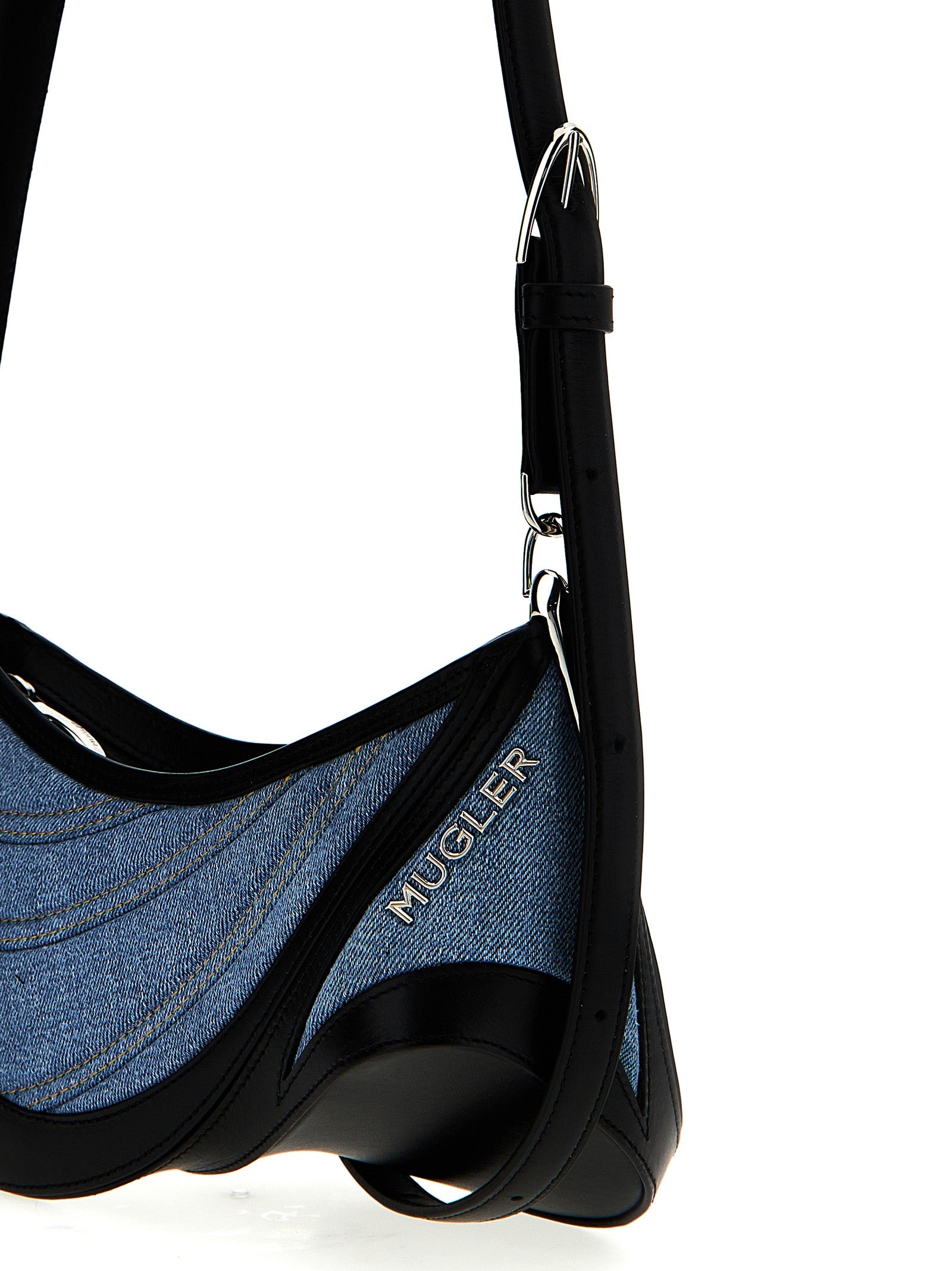 Discover the Mugler Multicolor Calfskin Shoulder Bag, a luxurious statement piece crafted from premium calfskin leather, embodying avant-garde design and exquisite artistry.