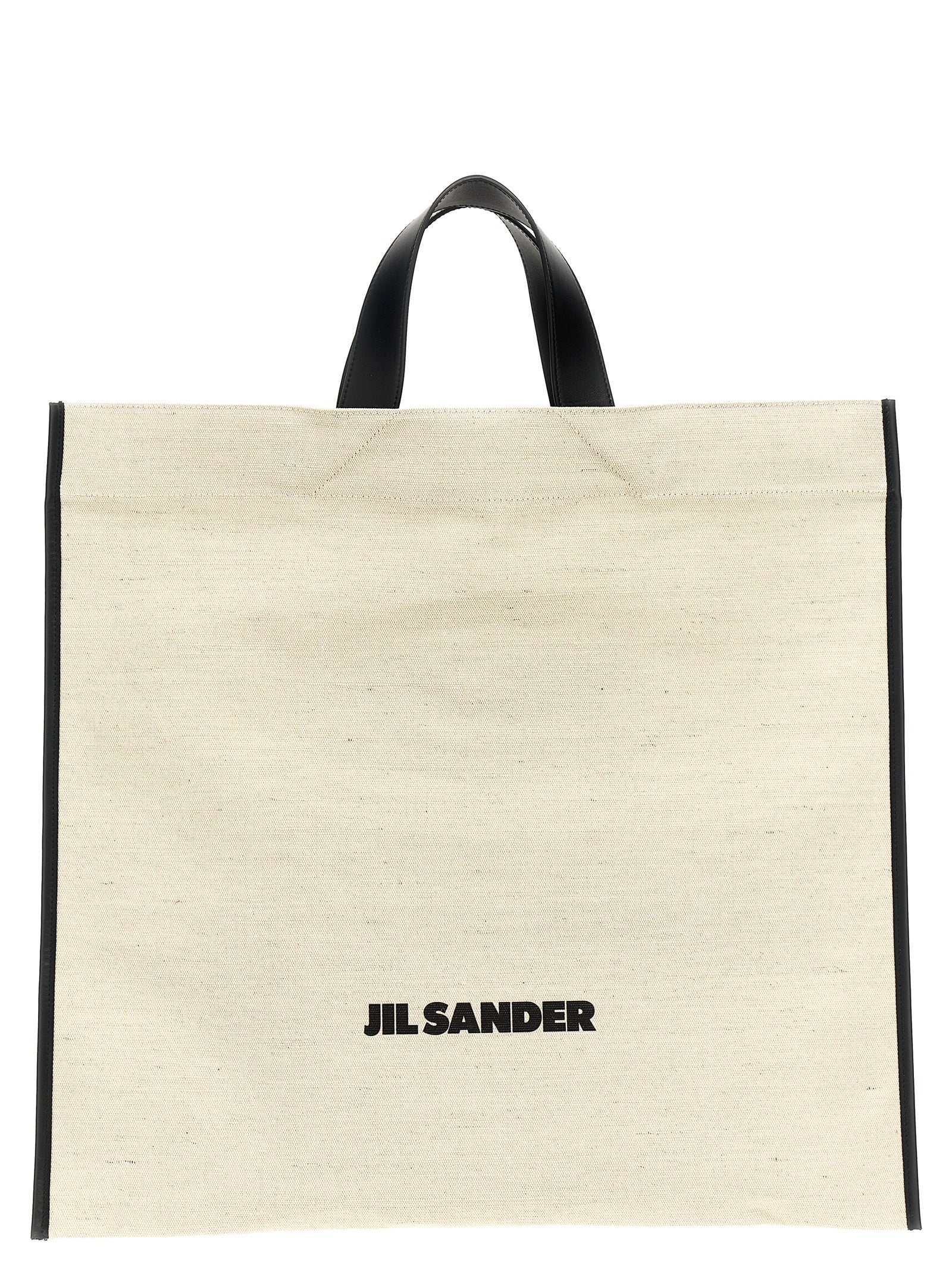 Elevate your style with the Jil Sander Bicolor Jute Tote Bag, a masterful blend of jute and cotton, embodying modern sophistication and timeless elegance.
