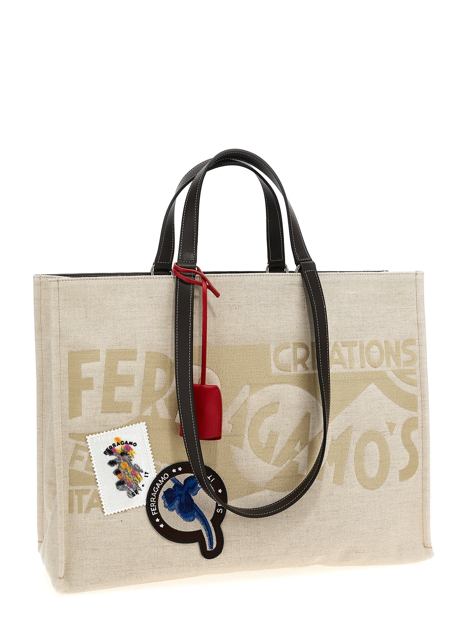 Discover the Ferragamo Beige Fabric Tote Bag, a masterpiece of Italian craftsmanship, merging elegance and functionality for the discerning individual.