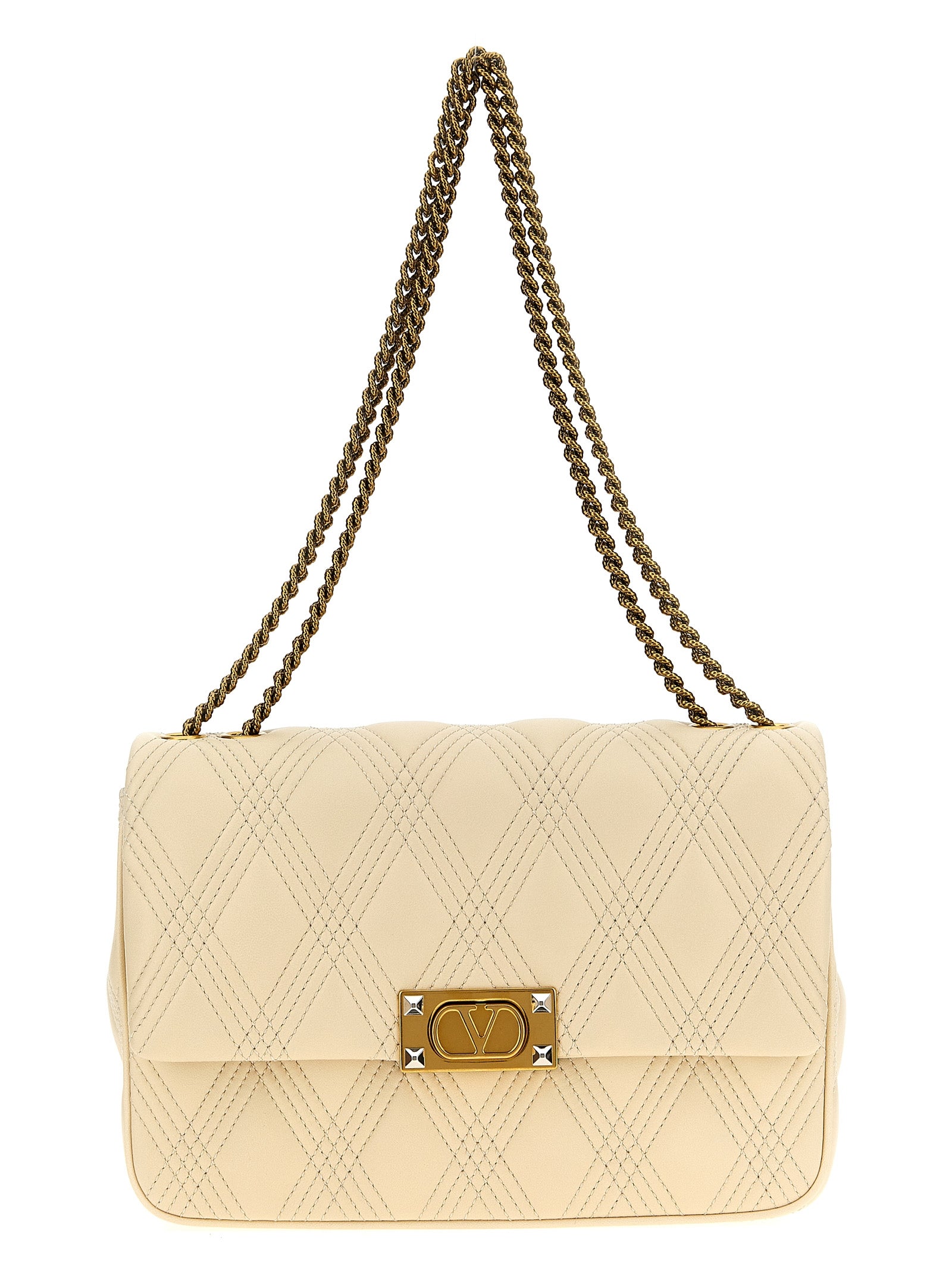 Valentino Garavani White Lamb Leather Shoulder Bag | Artisanal Luxury