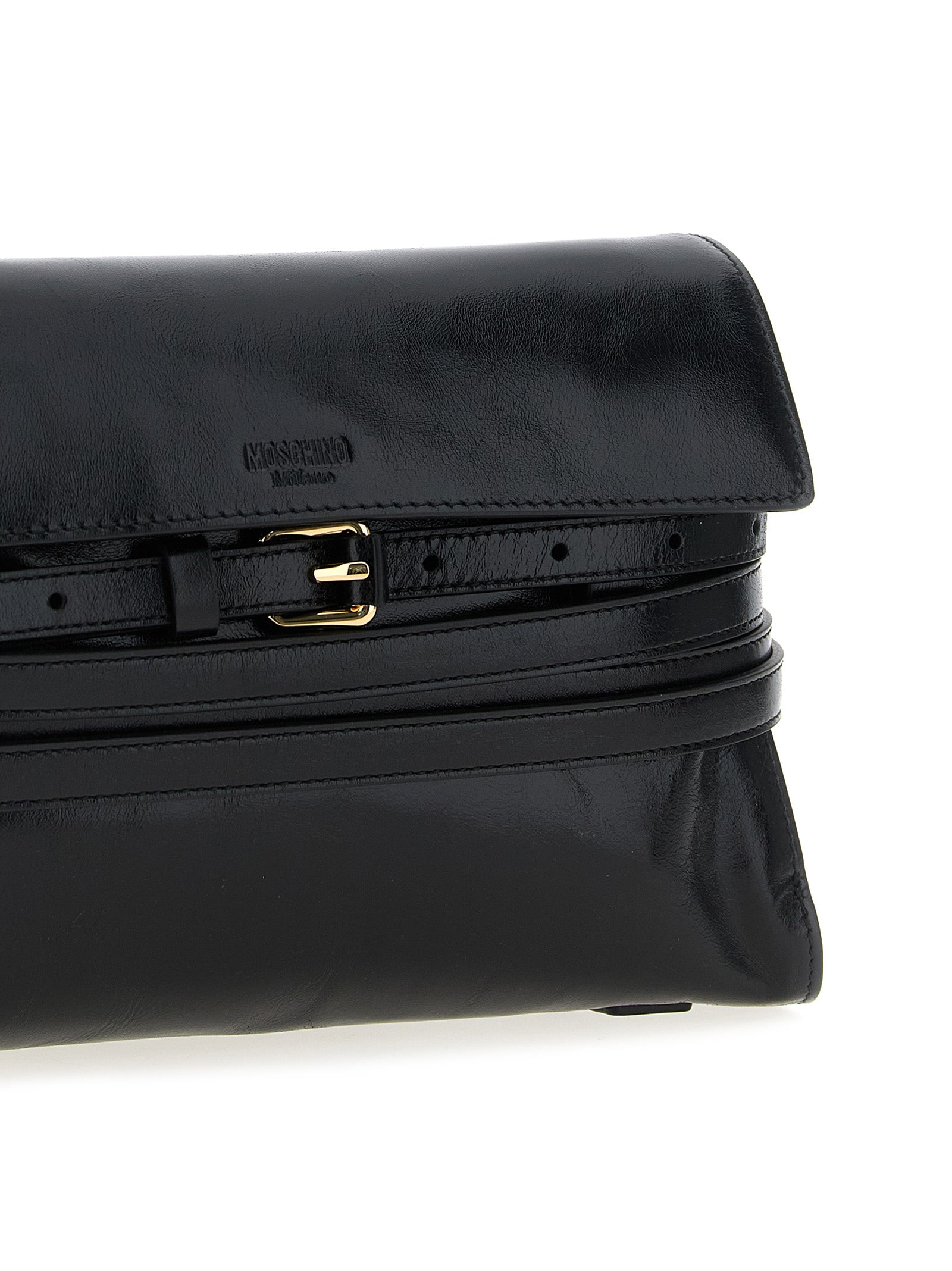 Elevate your ensemble with the Moschino Black Leather Crossbody Bag, a masterpiece of Italian craftsmanship, blending sophistication and versatility for the discerning fashion connoisseur.