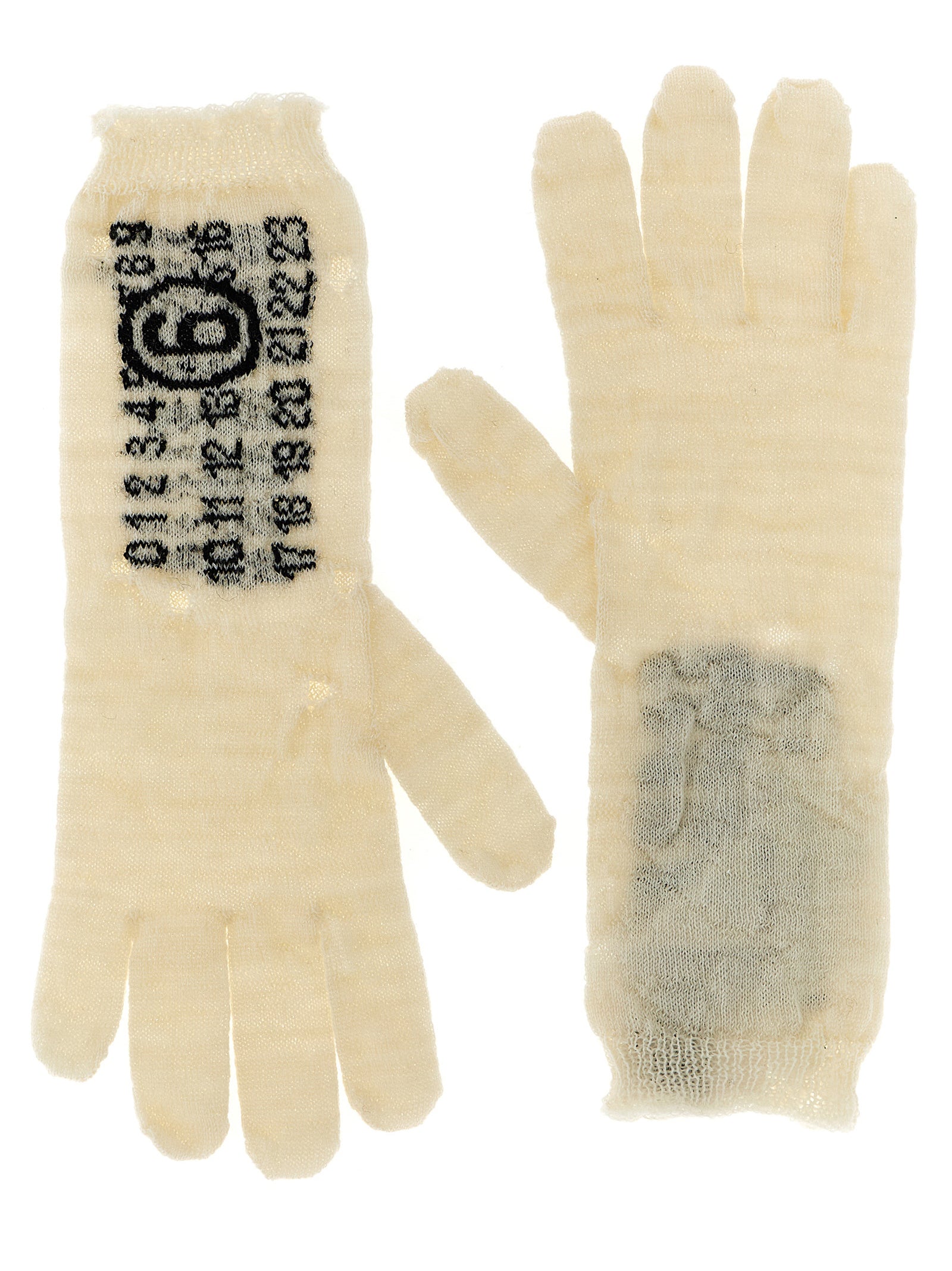Experience the artisanal elegance of MM6 Maison Margiela's Bicolor Virgin Wool Gloves, where luxurious craftsmanship meets avant-garde design for a timeless statement.