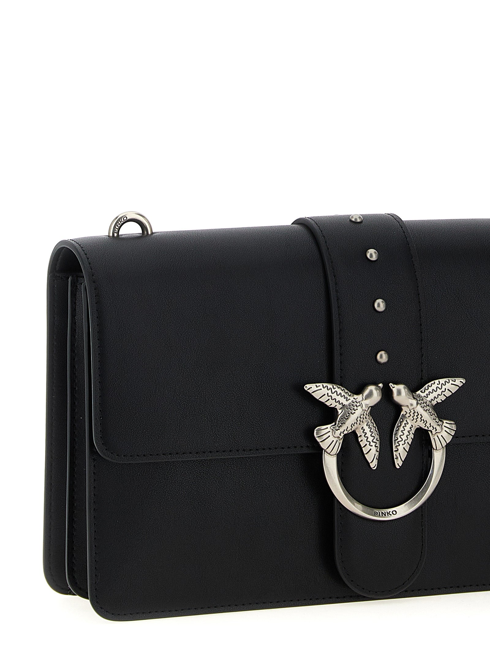 Discover the PINKO Black Goatskin Crossbody Bag, an artisanal luxury crafted from sumptuous goat leather, embodying sophistication and timeless elegance for the discerning individual.