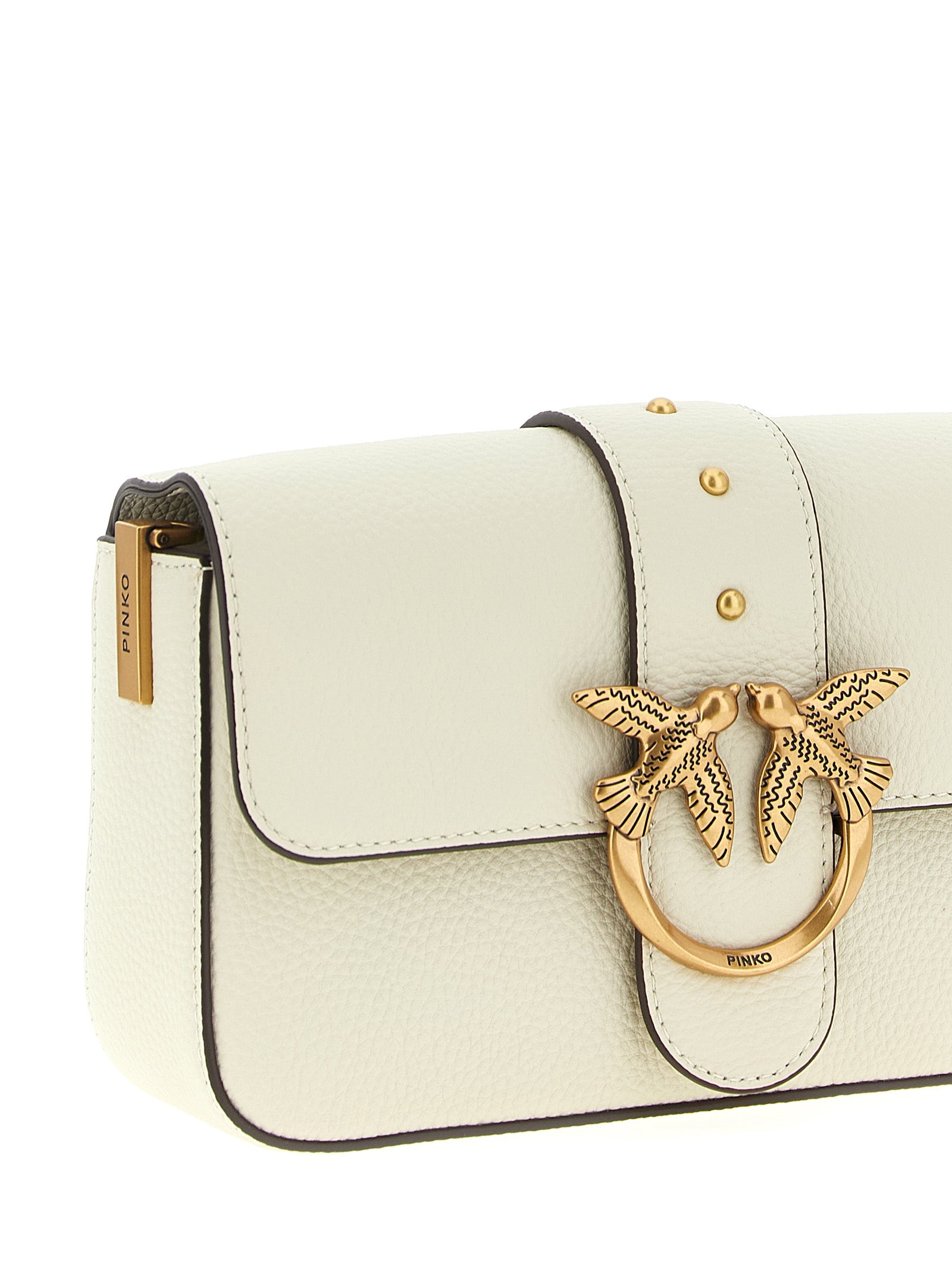 Discover the PINKO White Goatskin Crossbody Bag from the Love One Mini collection, a luxurious blend of artisanal craftsmanship and timeless elegance for discerning tastes.