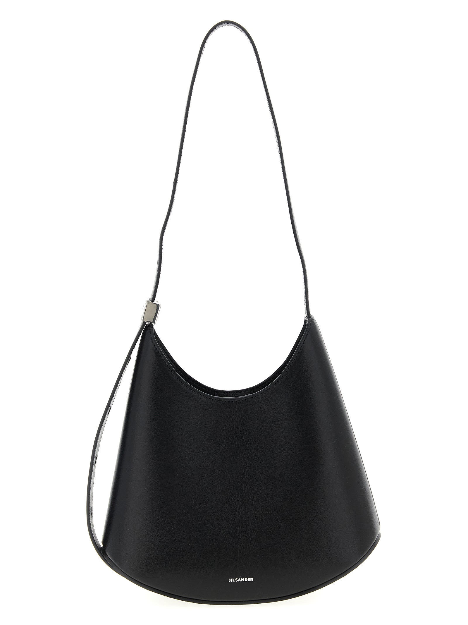 Indulge in the exquisite Jil Sander Black Bovine Leather Shoulder Bag, a masterpiece of Italian craftsmanship that embodies elegance and contemporary allure for the discerning individual.