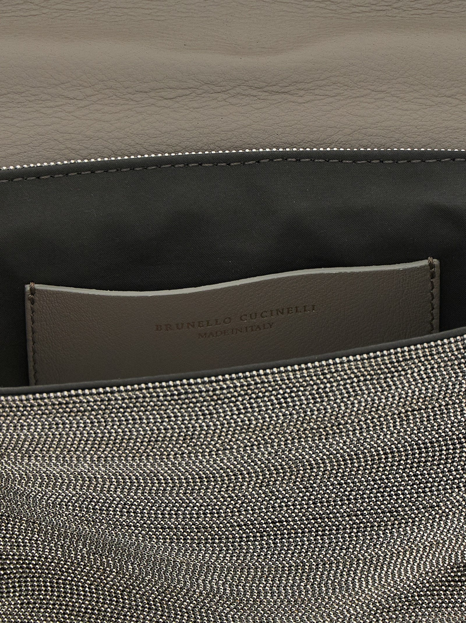 Brunello Cucinelli Silver Leather Clutch Bag | Artisanal Luxury