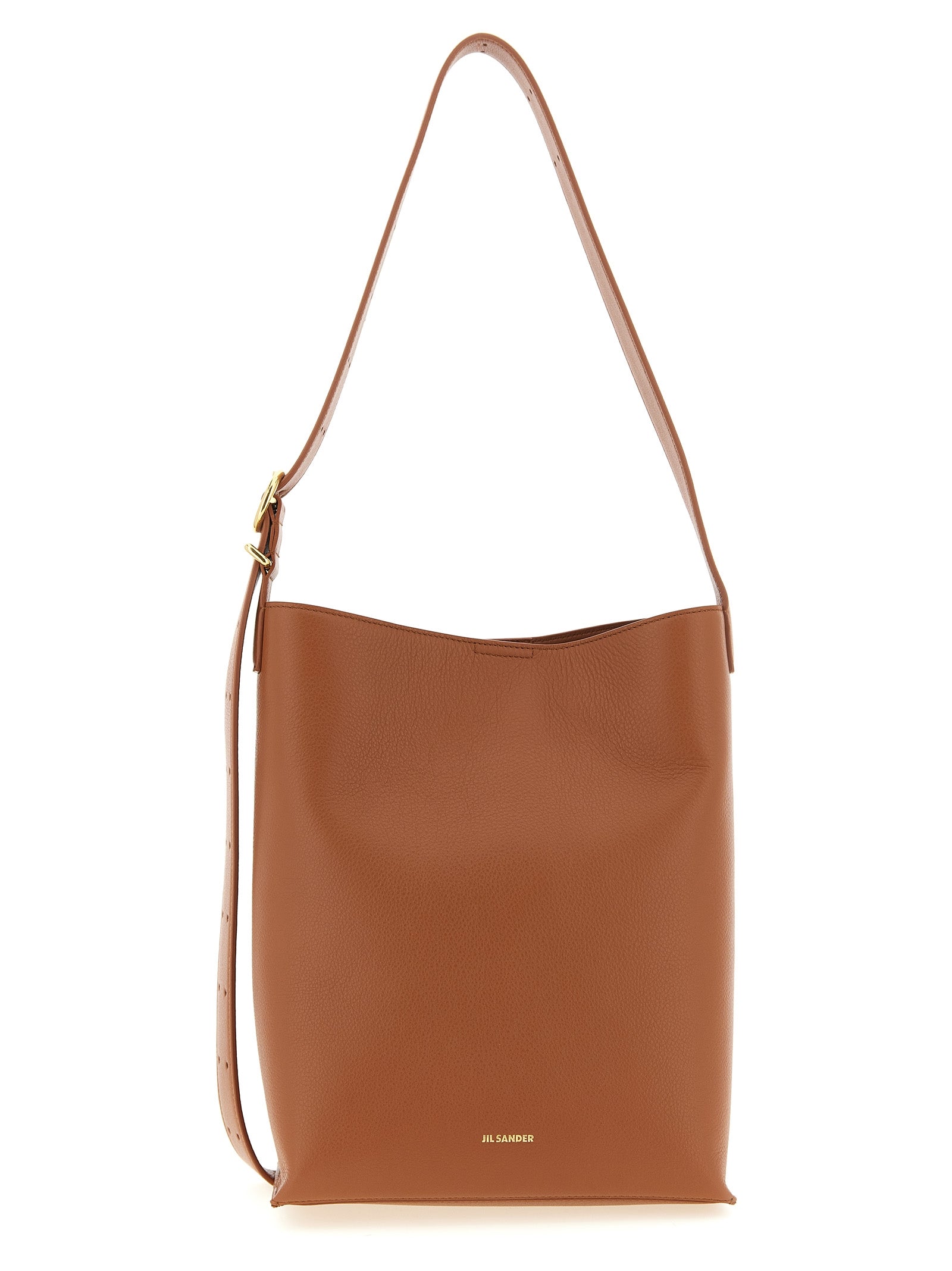 Discover the Jil Sander Brown Calfskin Shoulder Bag, a masterpiece of Italian craftsmanship, blending timeless luxury with refined elegance for the discerning individual.