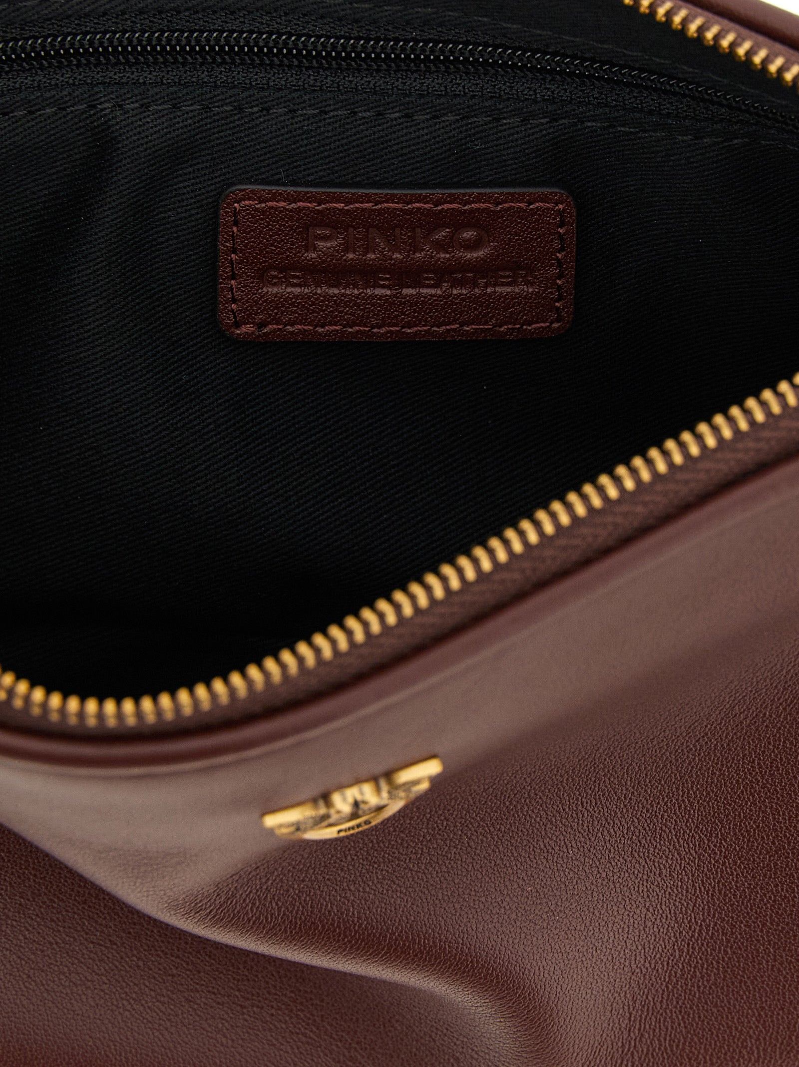 Elevate your style with the PINKO Bordeaux Cowhide Crossbody Bag, a luxurious blend of silk and leather, embodying sophistication for the discerning individual.