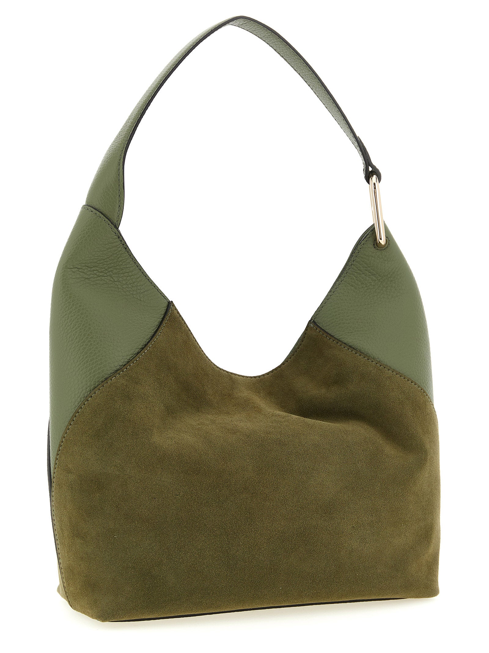 Discover the Furla Bicolor Calfskin Shoulder Bag, a harmonious blend of luxurious suede and calfskin, embodying elegance and sophistication for the discerning individual.