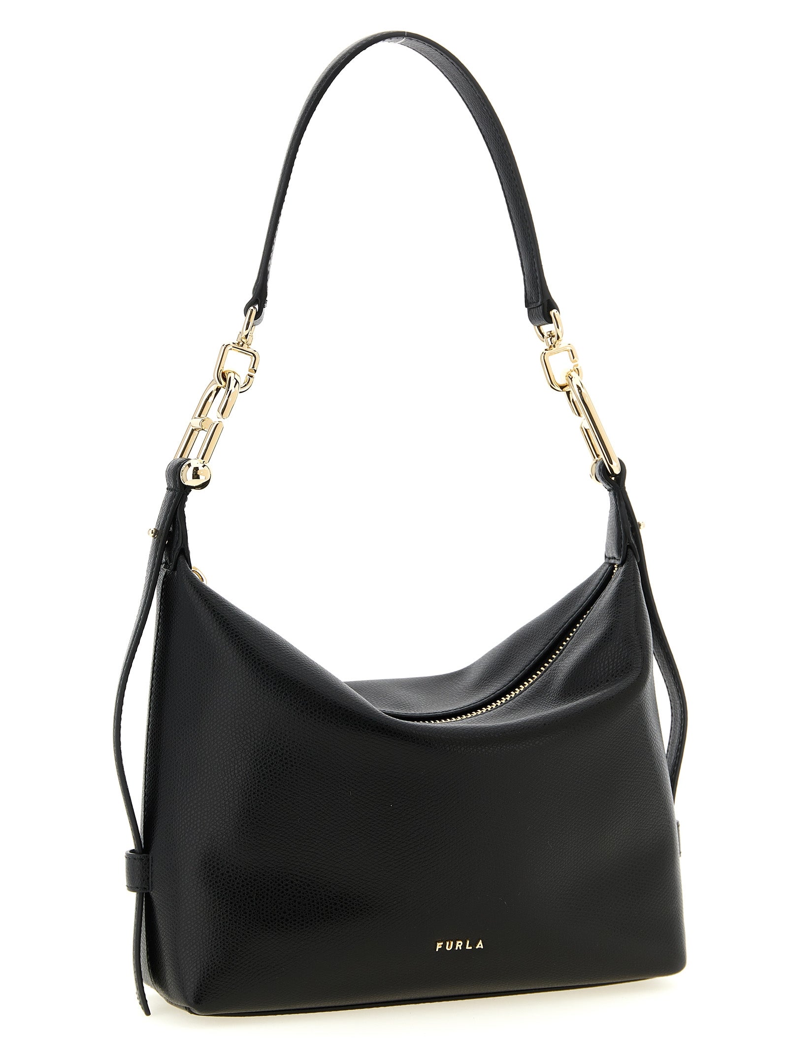 Discover the Furla Black Calfskin Shoulder Bag, a masterpiece of exquisite craftsmanship and timeless elegance, perfect for the discerning individual who values luxury.