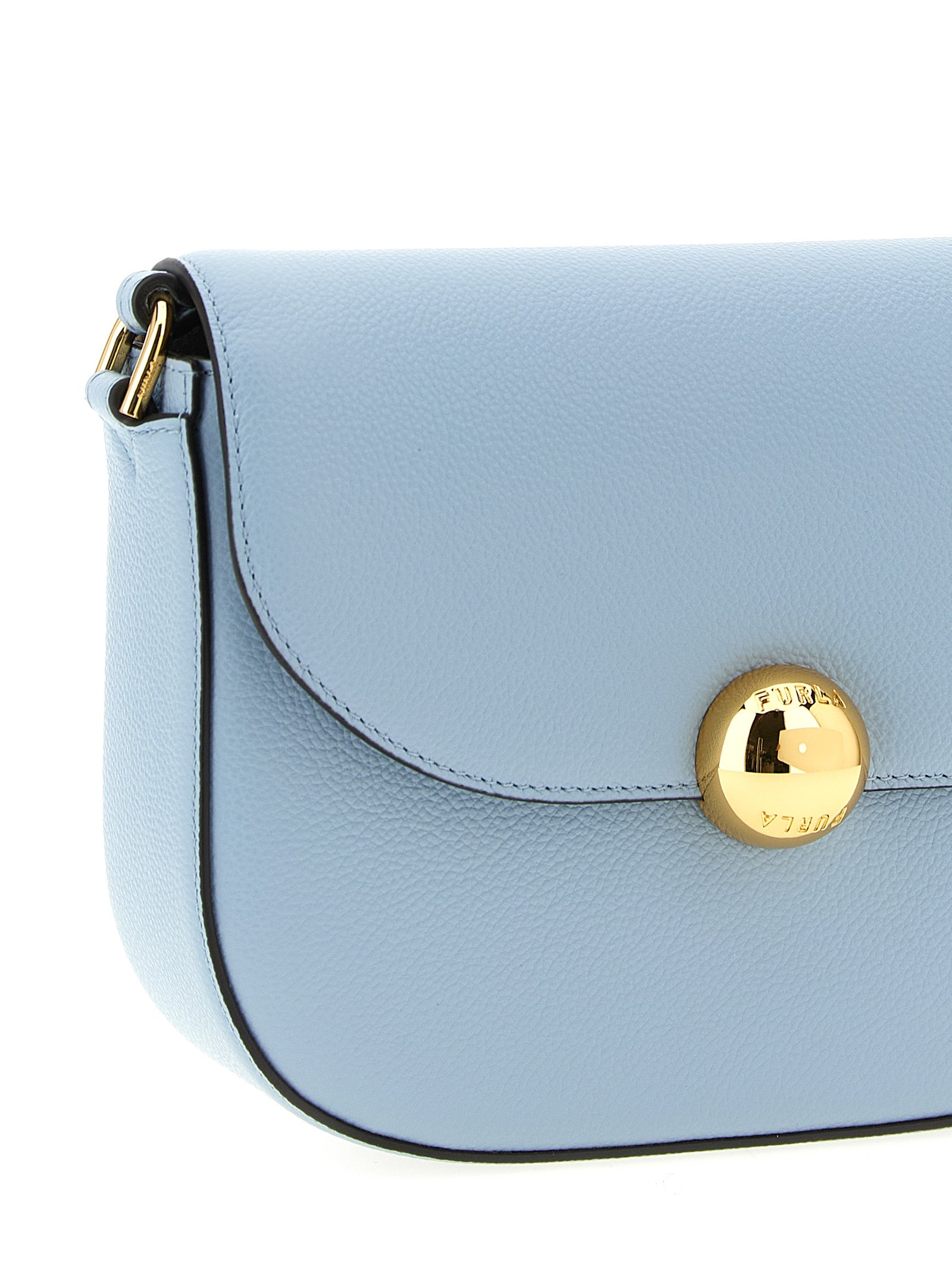 Discover the Furla Blue Calfskin Crossbody Bag, a luxurious blend of fine craftsmanship and timeless elegance, perfect for the discerning fashion connoisseur.