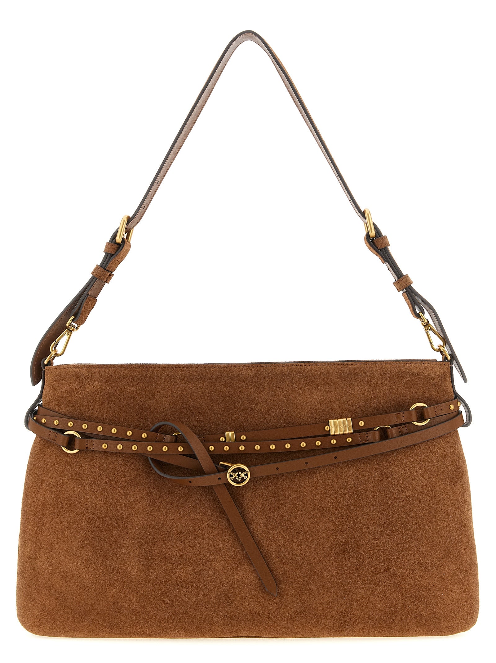 Discover the PINKO Brown Cowhide Shoulder Bag, a luxurious blend of artisanal craftsmanship and chic design, perfect for elevating any ensemble with elegance.