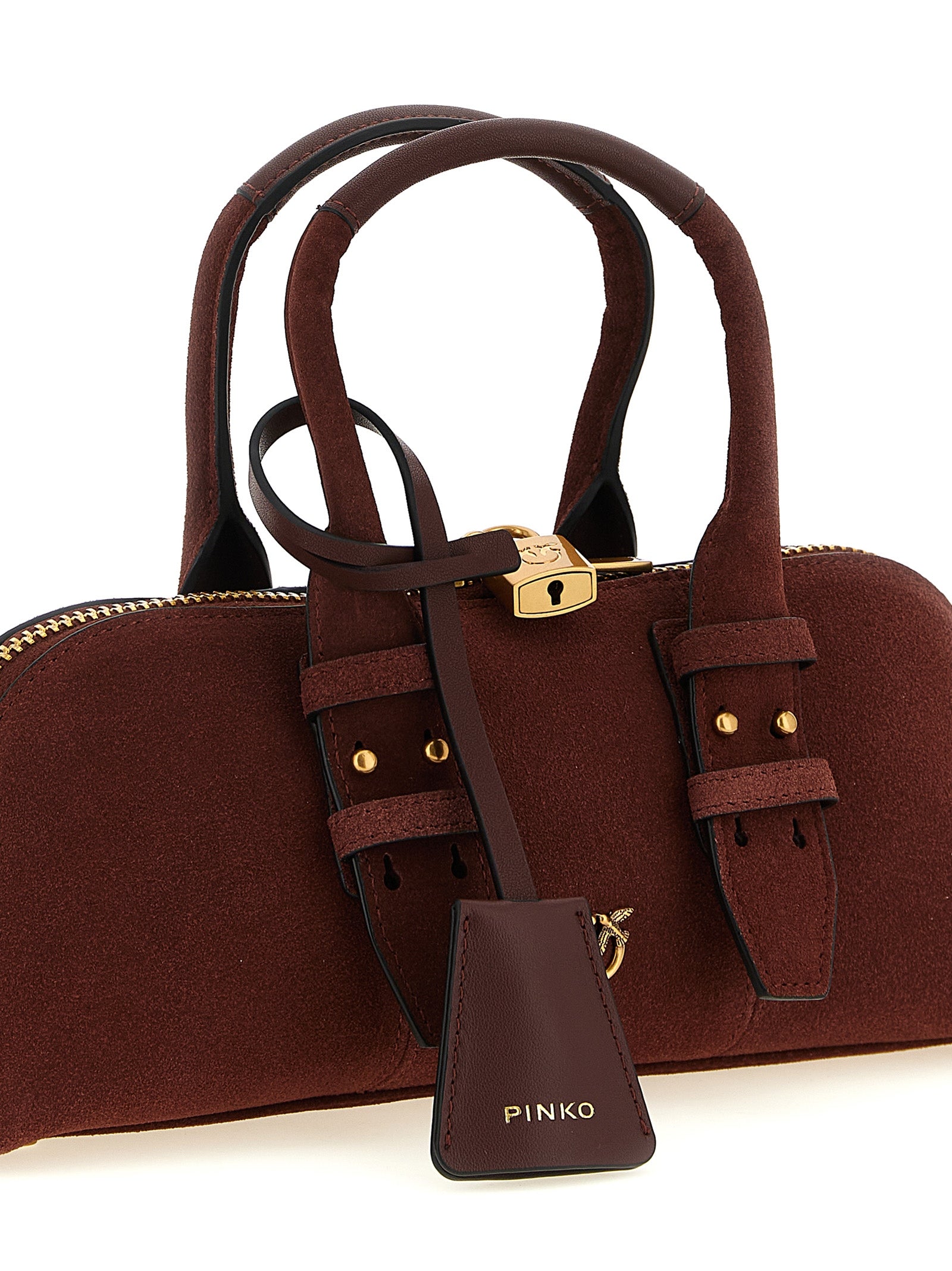 Indulge in the opulence of the PINKO Bordeaux Cowhide Shoulder Bag, where exquisite craftsmanship meets timeless elegance, perfect for the discerning connoisseur.