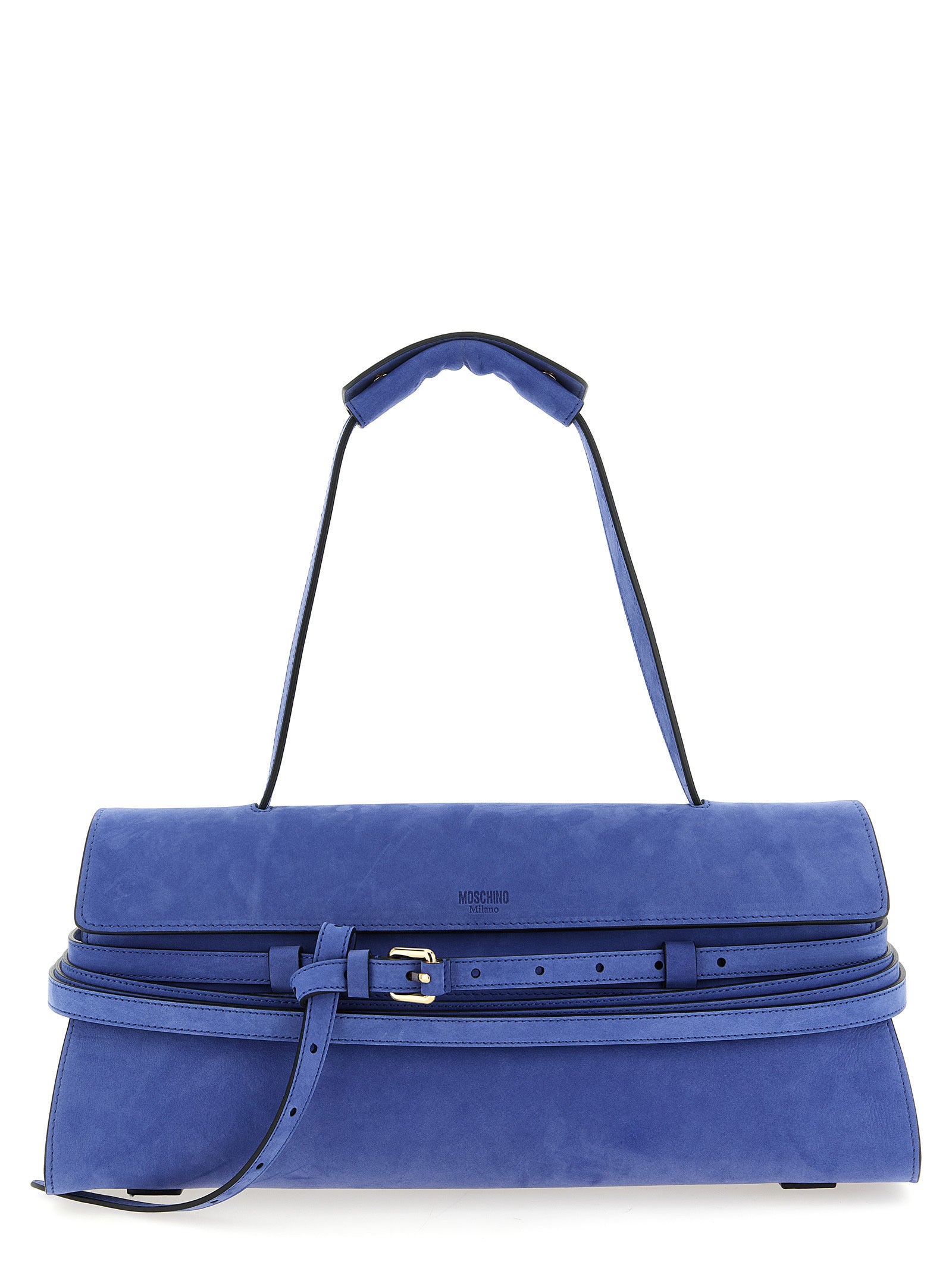 Discover the Moschino Blue Calfskin Shoulder Bag, a luxurious blend of Italian craftsmanship and bold design, perfect for elevating any ensemble with timeless elegance.