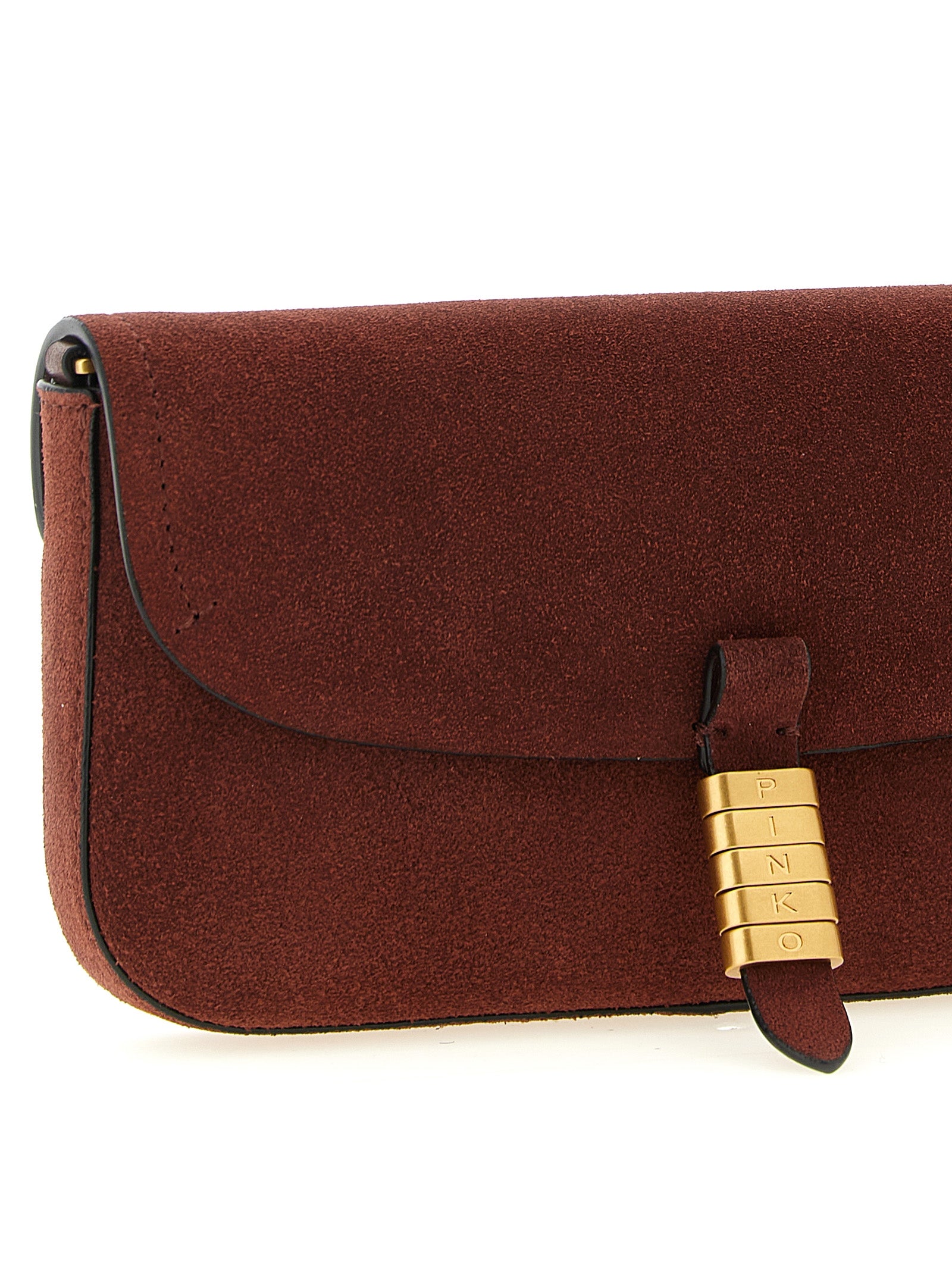 Discover the PINKO Bordeaux Cowhide Shoulder Bag, an artisanal luxury accessory crafted from 100% cow leather, embodying elegance and sophistication for the discerning individual.