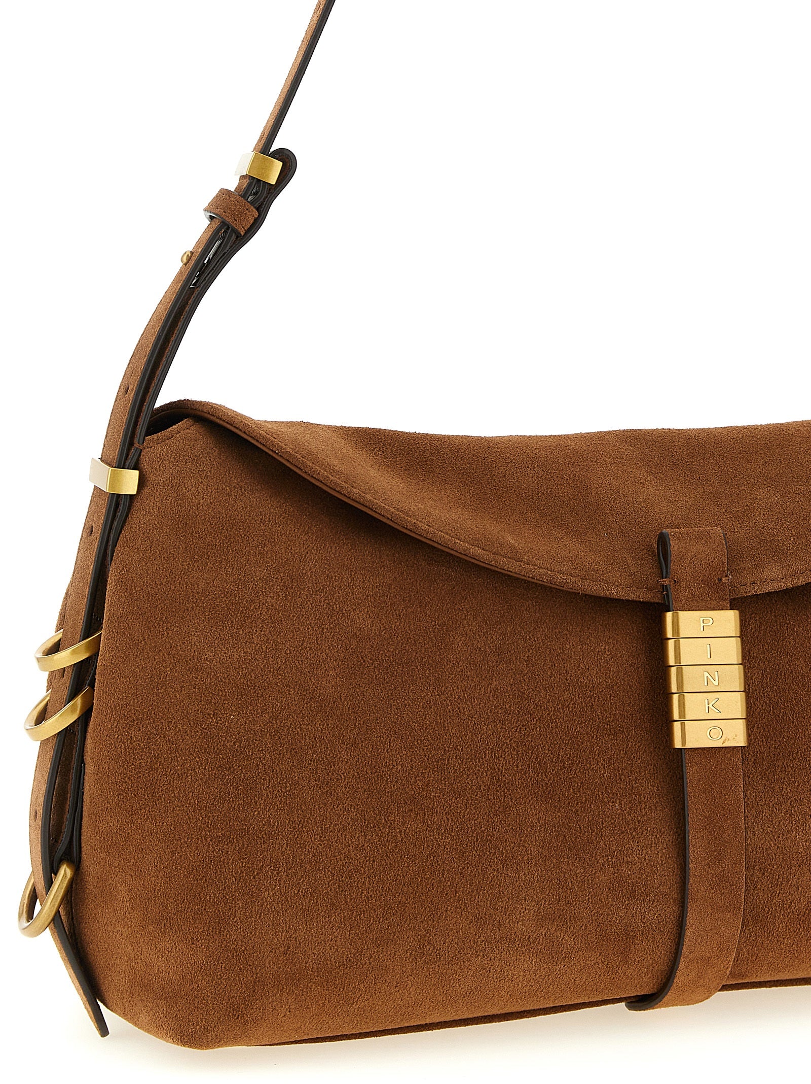 Discover the PINKO Brown Cowhide Shoulder Bag, a luxurious blend of artisanal craftsmanship and contemporary elegance, perfect for elevating any sophisticated ensemble.