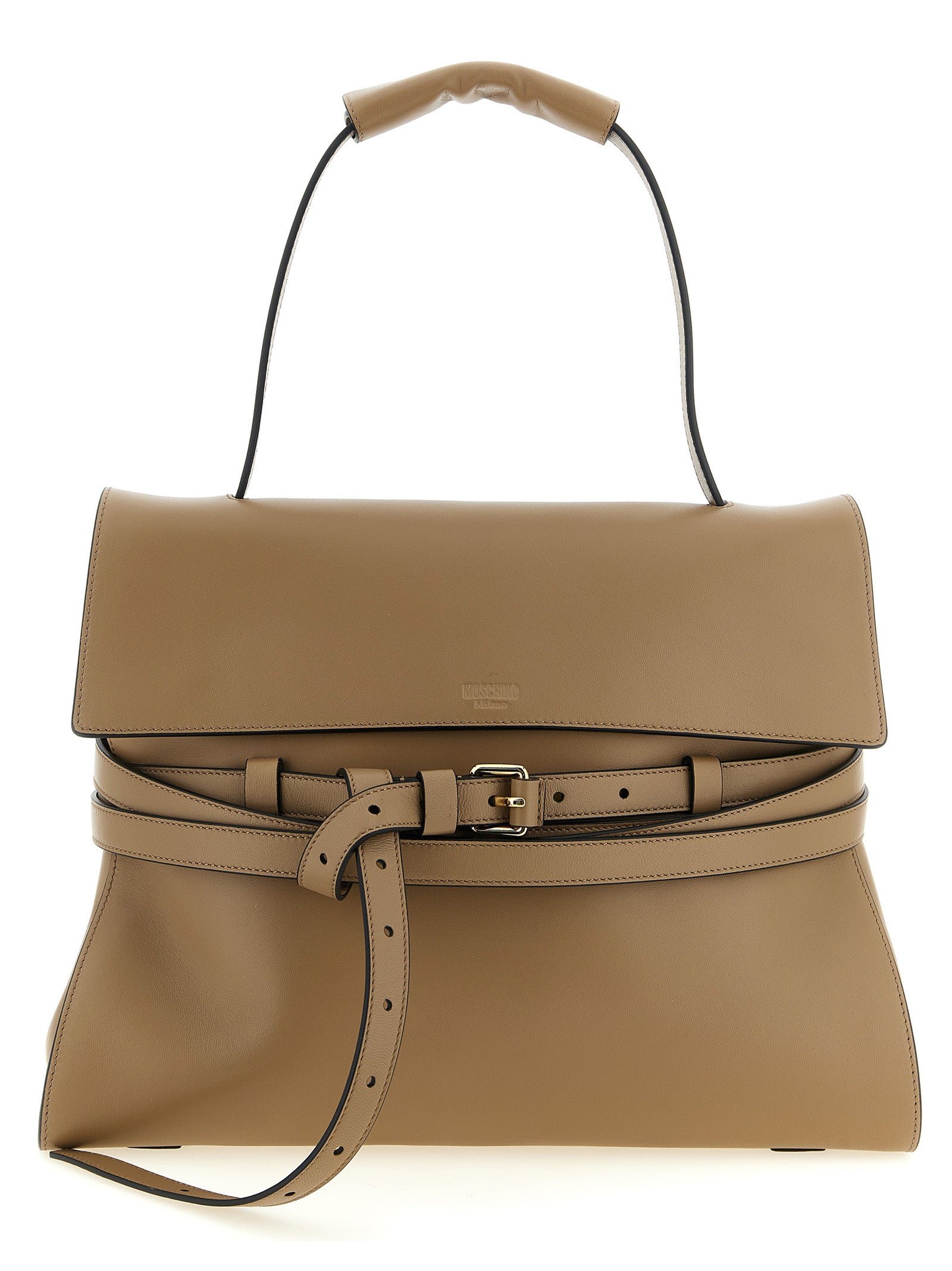 Indulge in the Moschino Beige Napa Leather Shoulder Bag, a masterpiece of exquisite craftsmanship and luxurious design, perfect for elevating any ensemble.
