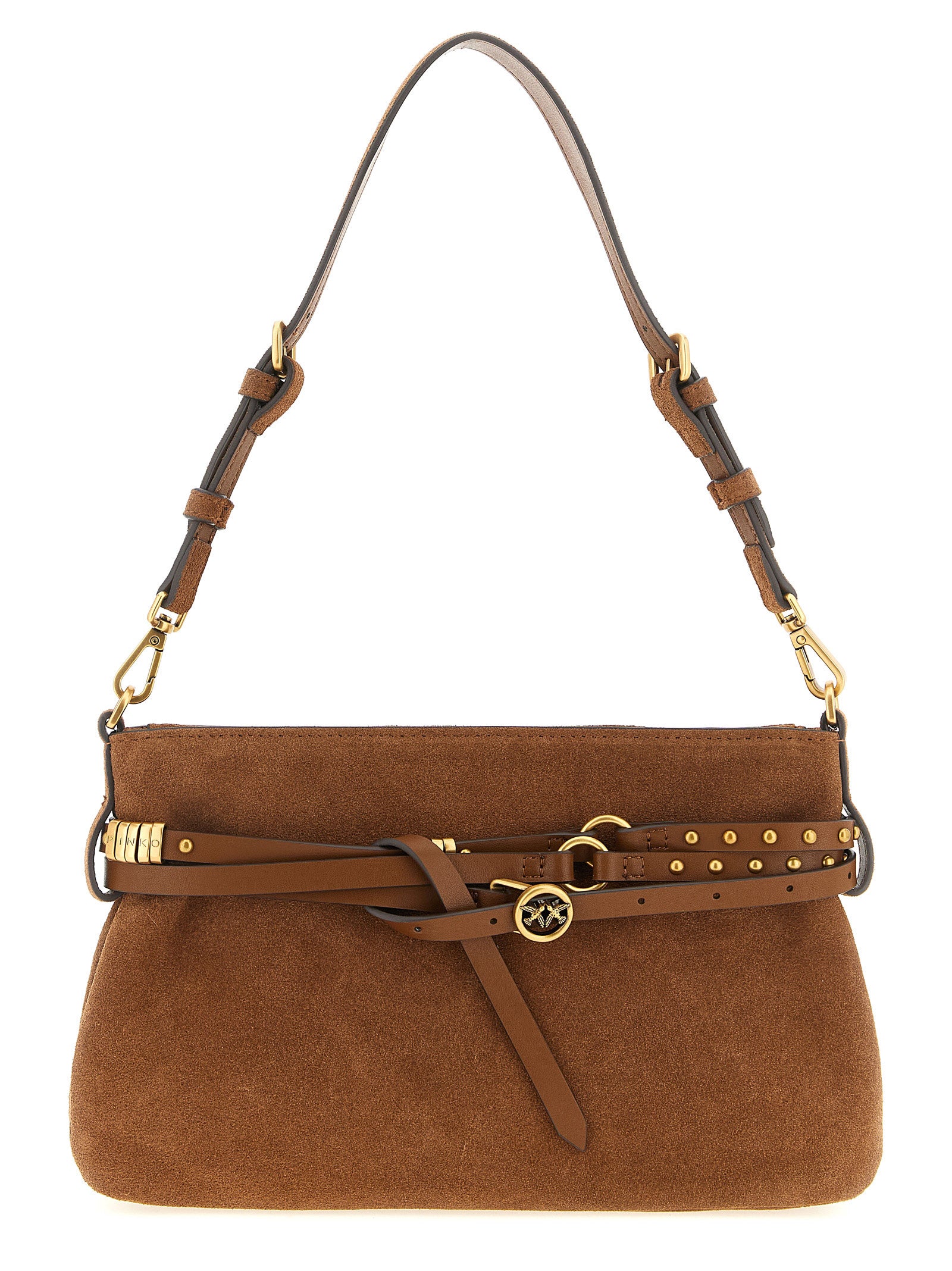 Indulge in the PINKO Brown Lamb Leather Shoulder Bag, a masterpiece of artisanal elegance, crafted from luxurious lamb leather for the discerning fashionista.