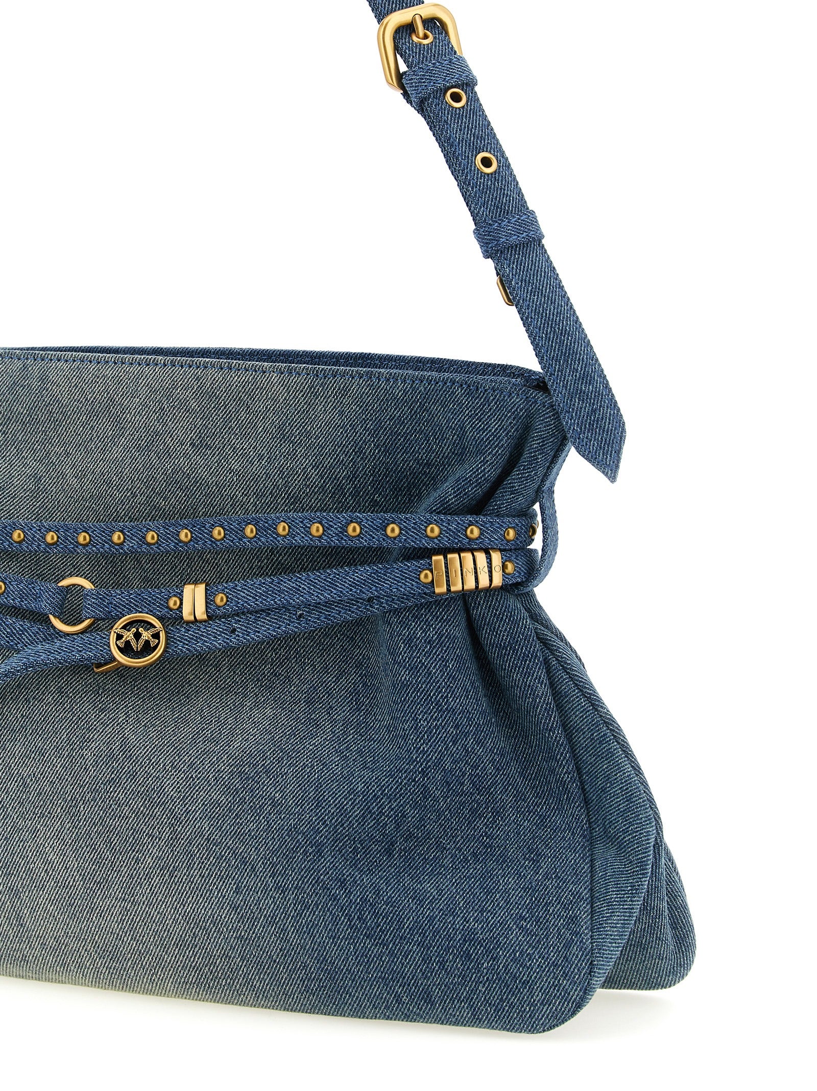 Elevate your style with the PINKO Blue Cotton Shoulder Bag, a luxurious denim accessory that embodies artisanal craftsmanship and modern elegance for the discerning individual.