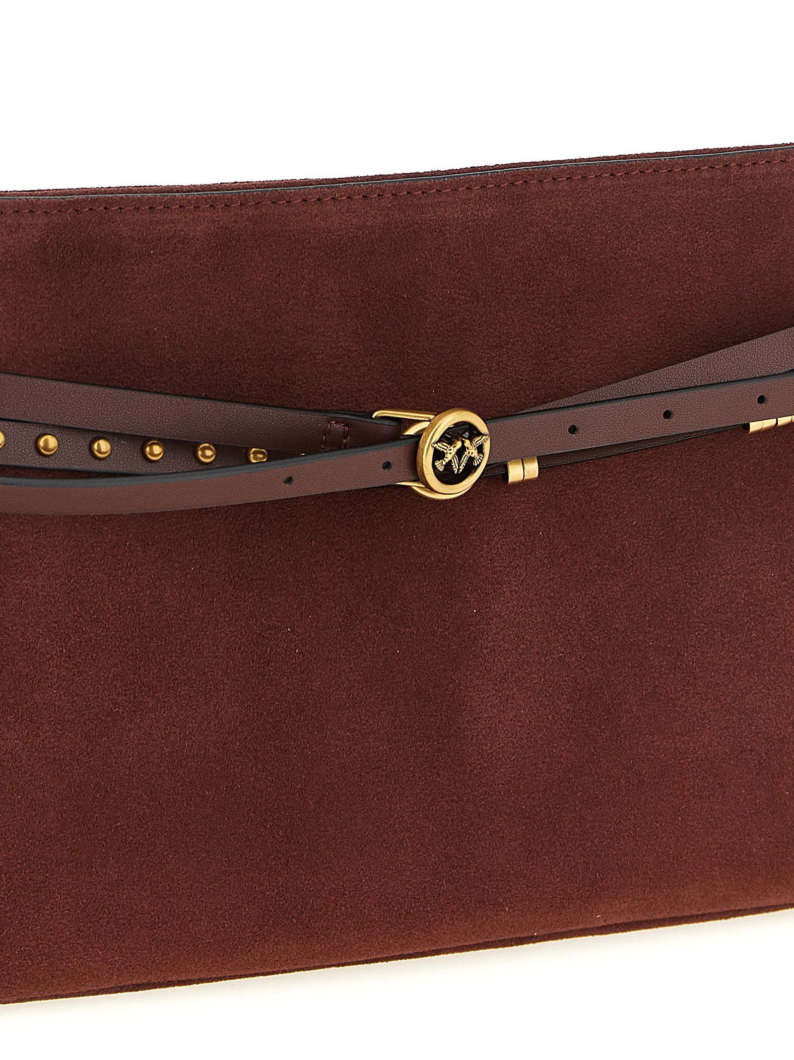 Indulge in the PINKO Bordeaux Cowhide Shoulder Bag, a masterpiece of artisanal luxury crafted from premium leather, perfect for the discerning connoisseur.