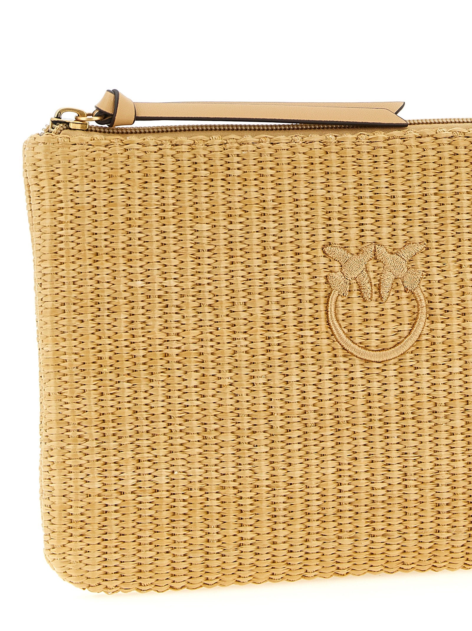 Indulge in the exquisite PINKO Beige Polypropylene Clutch Bag, a handmade masterpiece adorned with intricate embroidery, perfect for elevating any occasion.