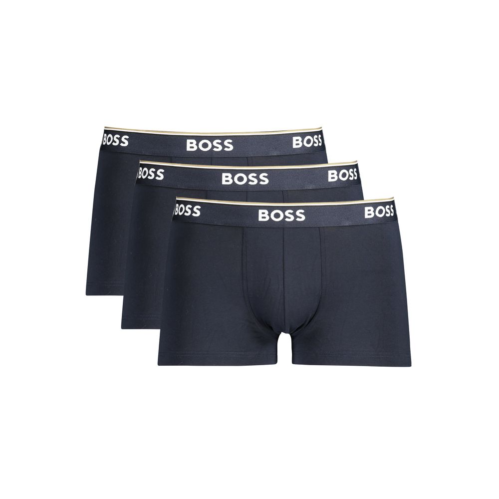 Experience the exquisite luxury of Hugo Boss Blu Cotton Men Boxers, crafted from a premium blend for unparalleled comfort and sophistication, perfect for the discerning individual.