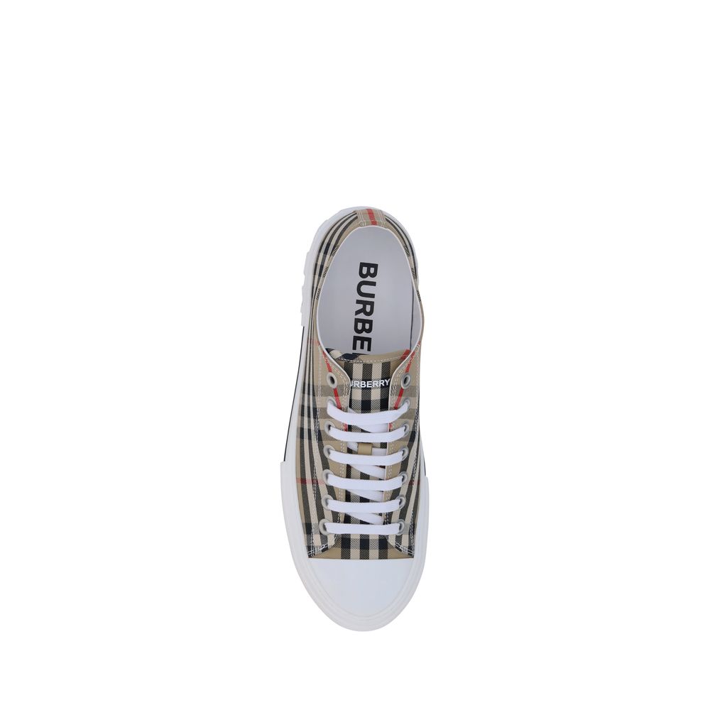 Burberry Brown Cotton Low Top Sneakers - Designer Luxury Footwear