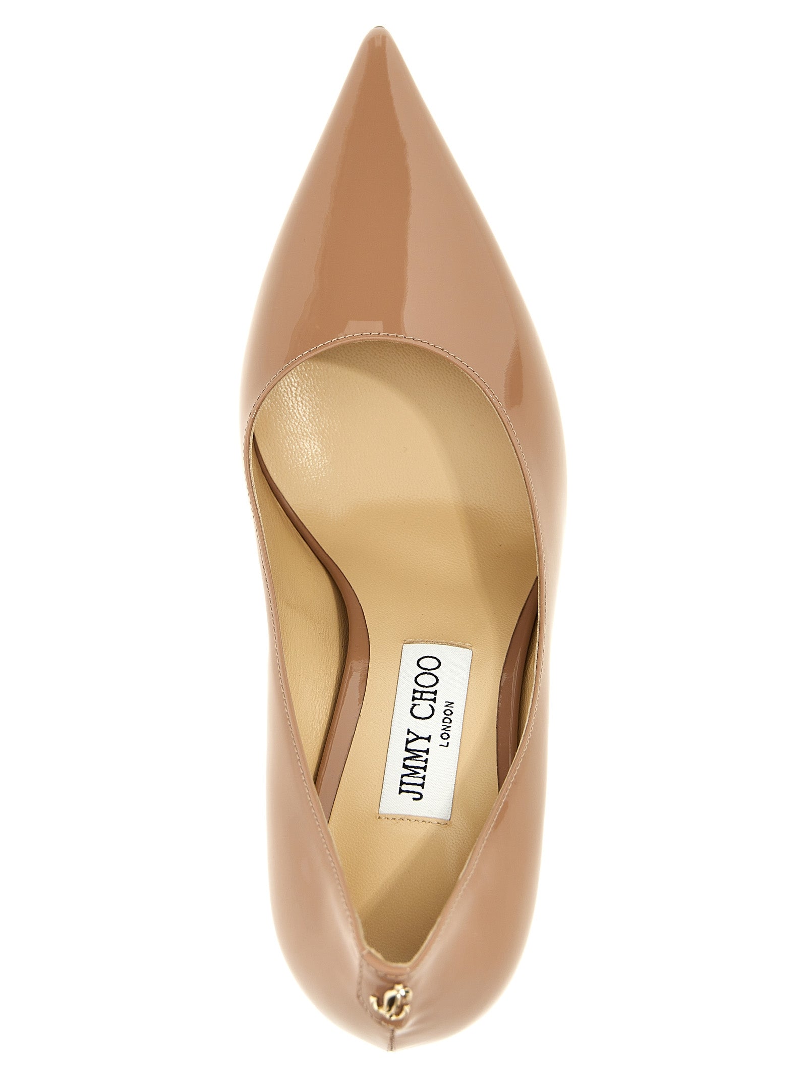 Indulge in the exquisite craftsmanship of Jimmy Choo's Beige Calfskin High Heel Pumps, where timeless elegance meets modern sophistication for the discerning connoisseur.