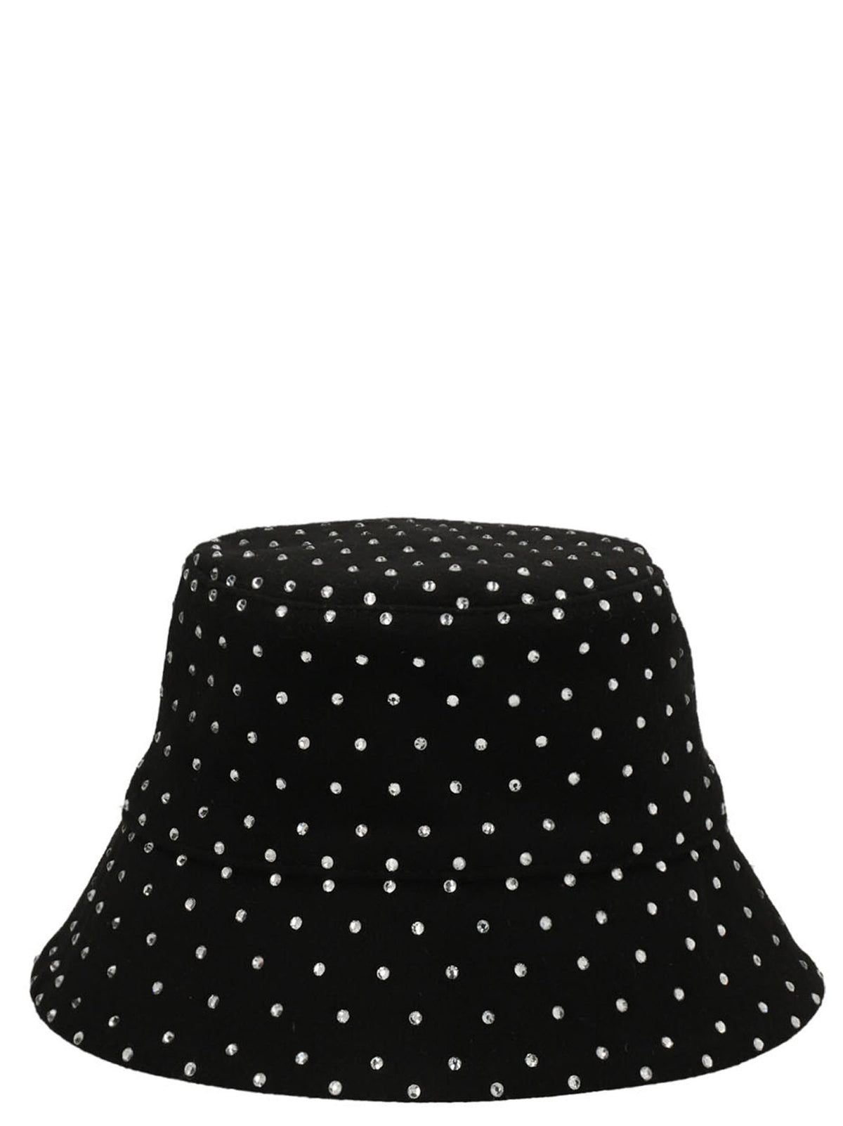 RUSLAN BAGINSKIY Black Wool Bucket Hat with Crystal Elegance