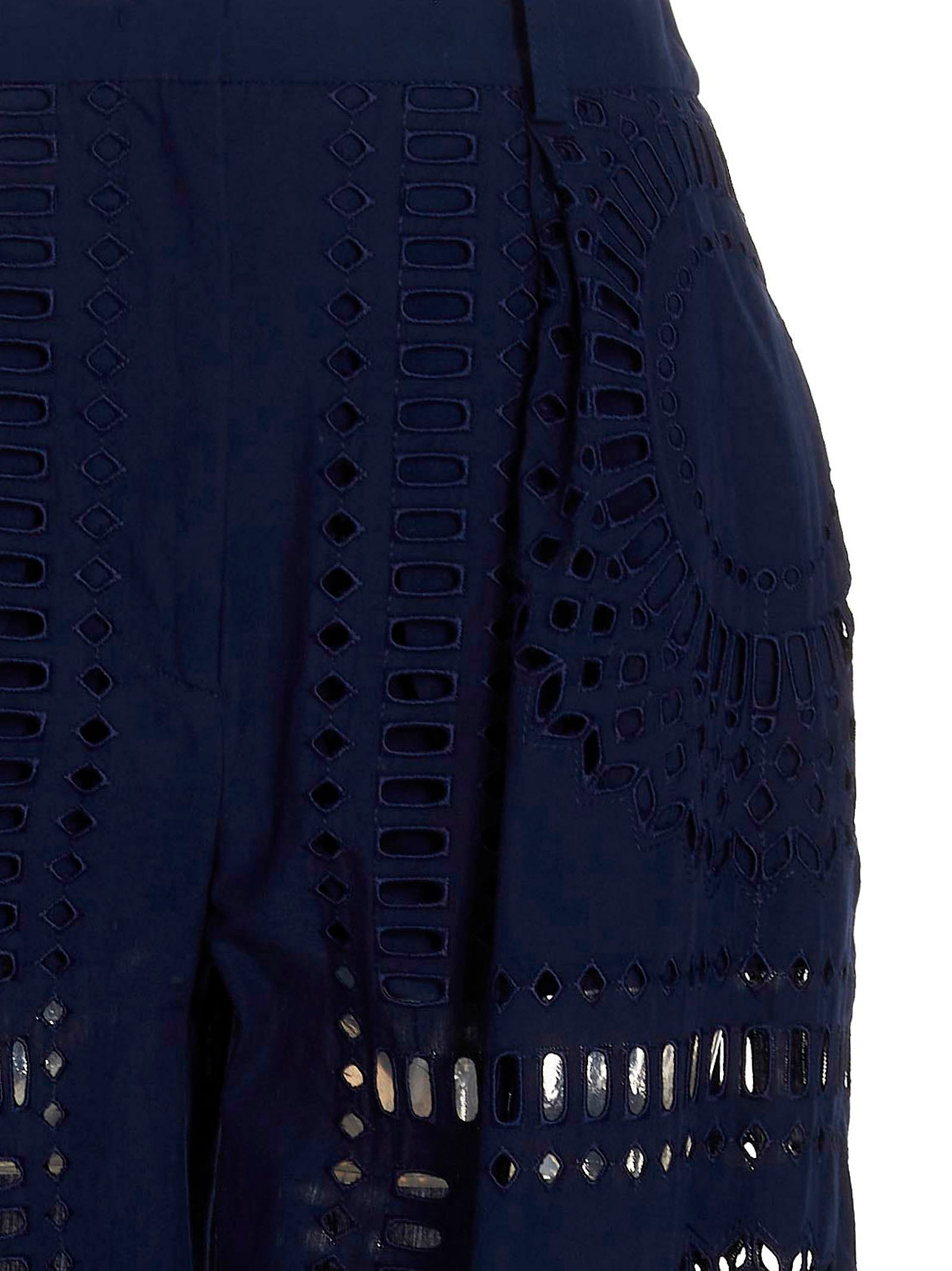 Alberta Ferretti Blue Cotton Casual Pants - Exquisite Couture